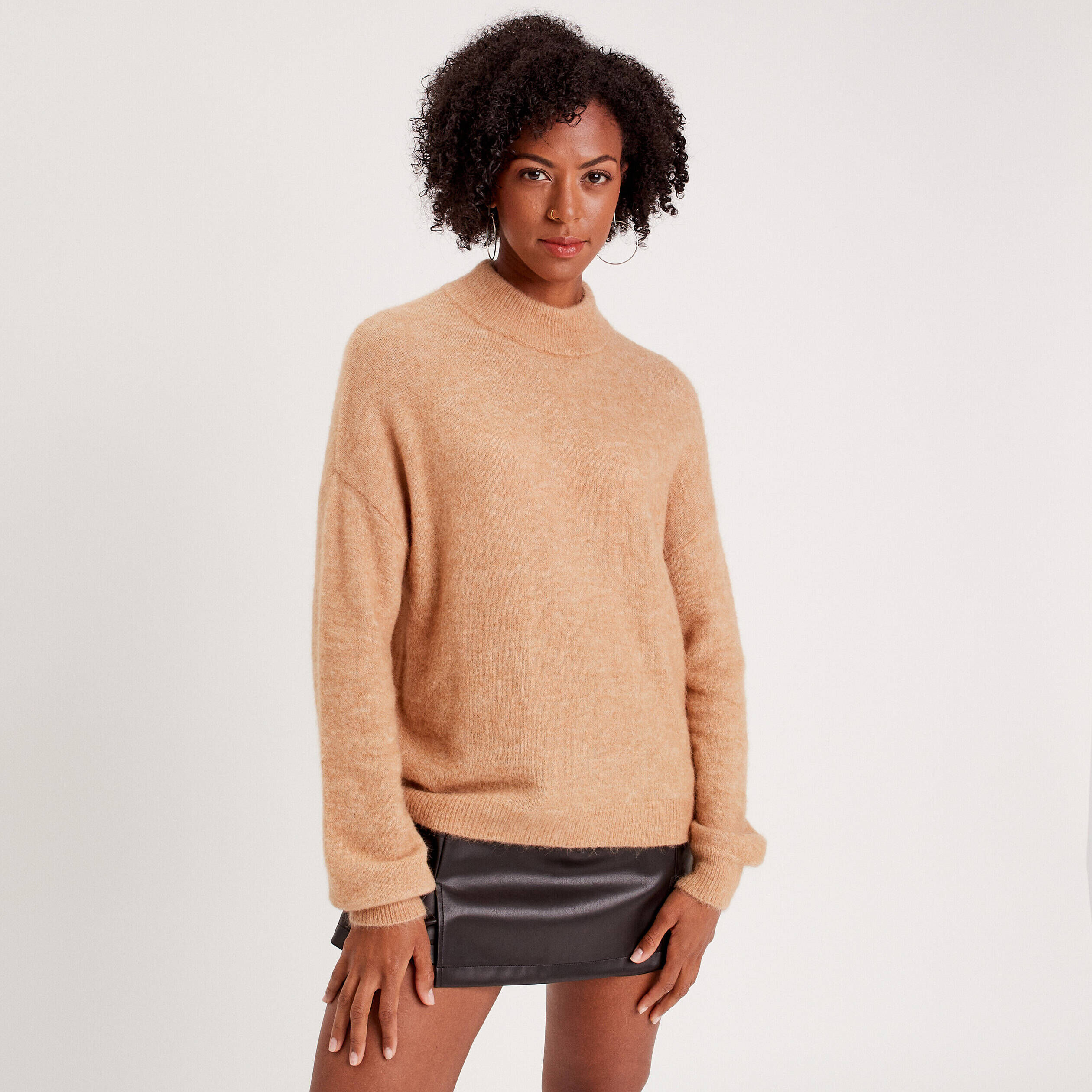 Pull col montant beige femme | Cache Cache