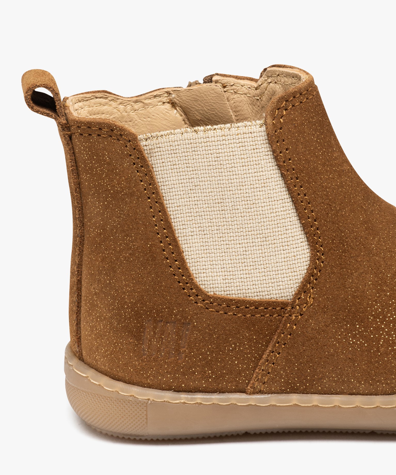 Boots bébé fille en cuir style Chelsea à paillettes - NA! camel | GEMO
