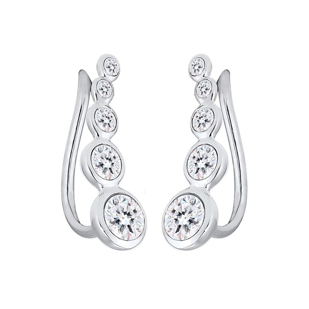 Elli Elli Boucles d'Oreilles Femmes Earcuff Geo avec cristaux en argent sterling 925 Boucles d'oreilles