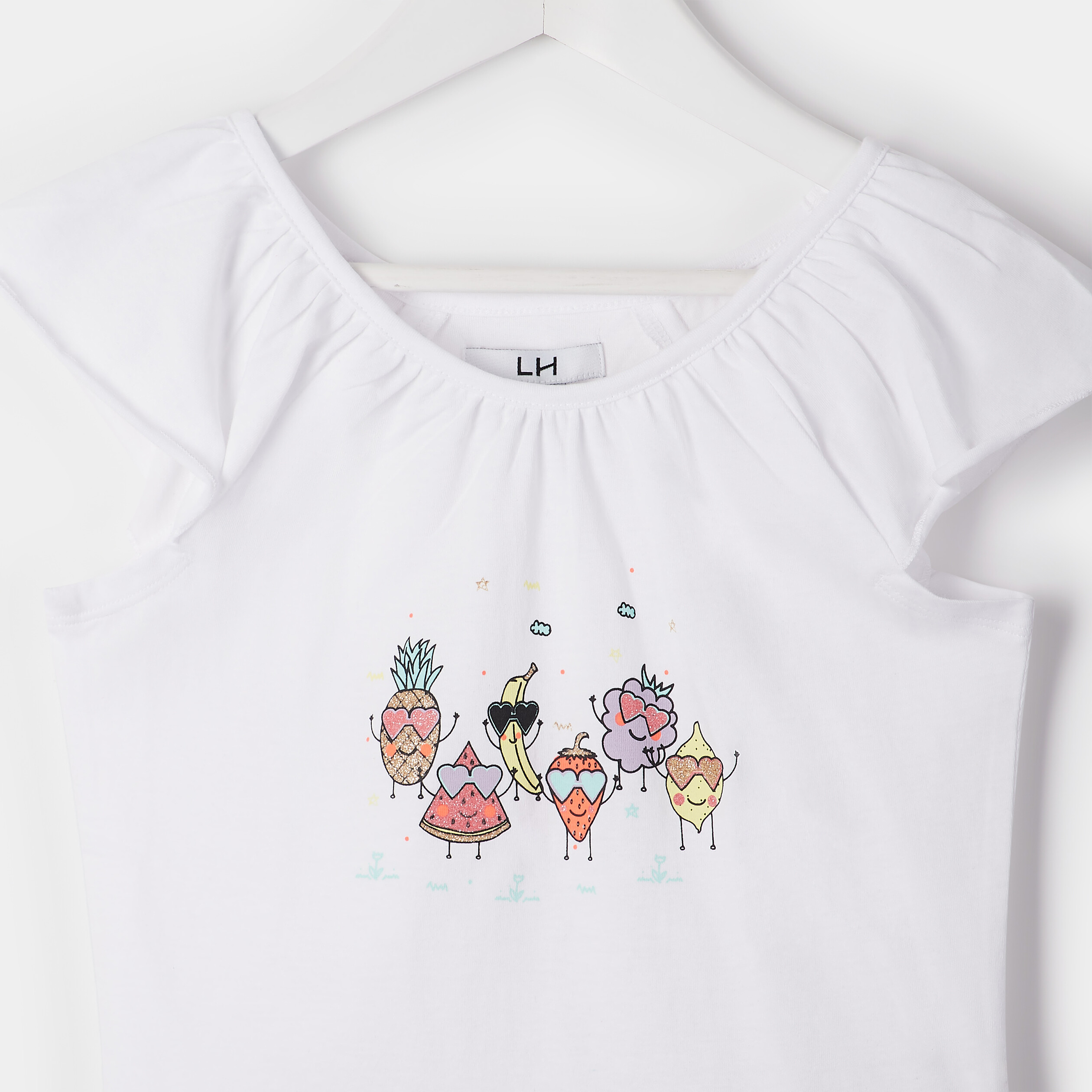Ensemble pyjama 2 pièces short imprimé blanc fille | La Halle