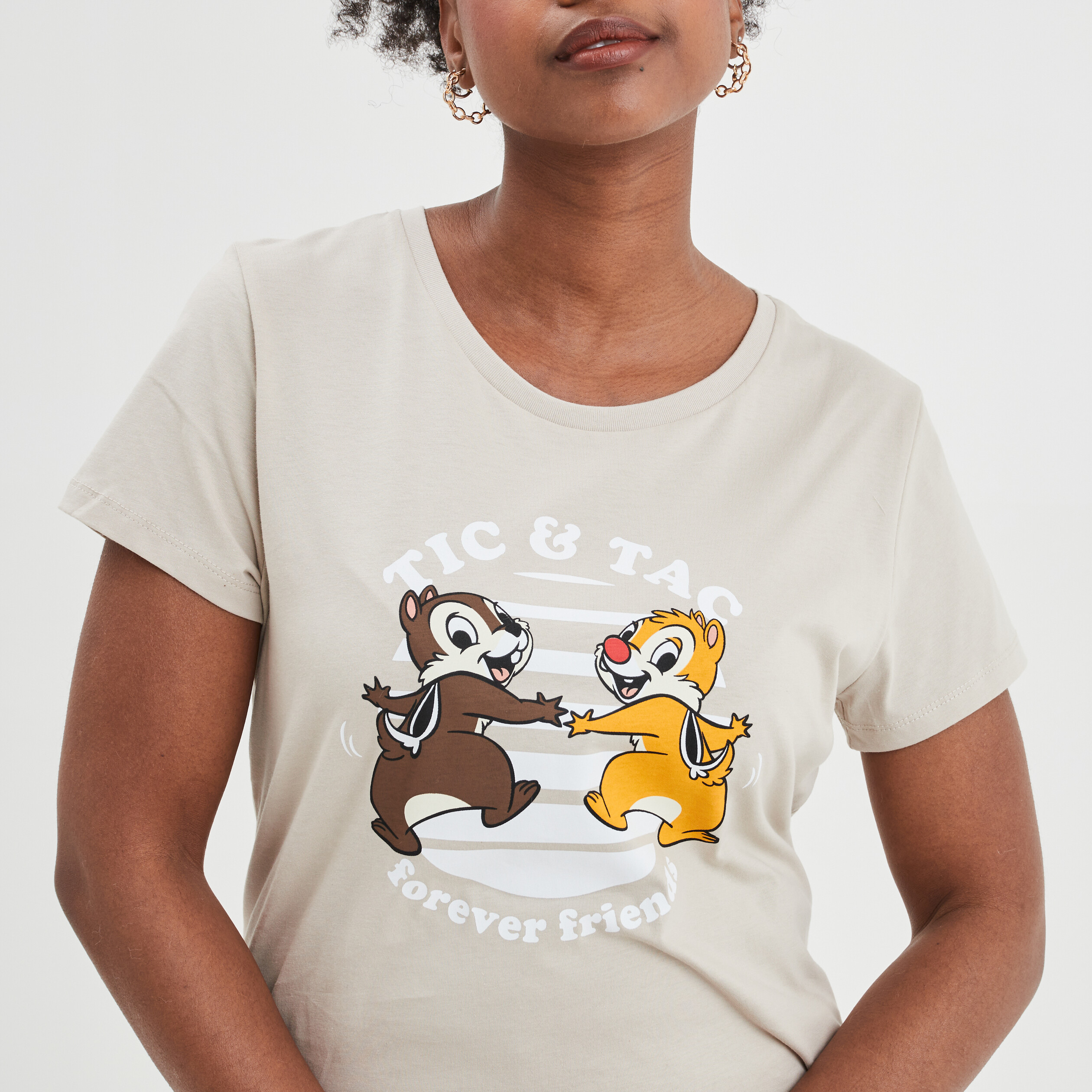 T-shirt manches courtes coton Tic et Tac sable femme | La Halle