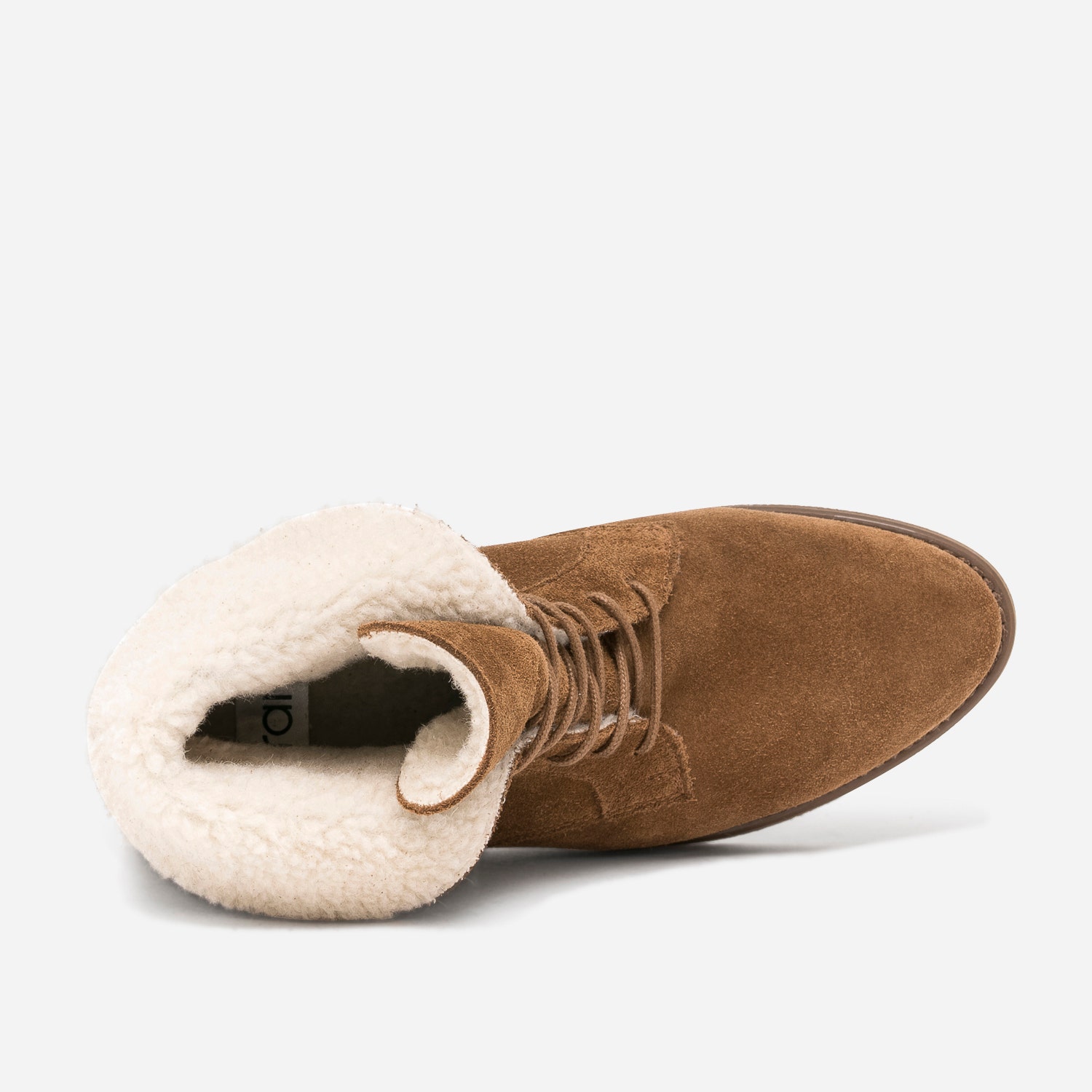 Bottine camel en cuir velours fourré