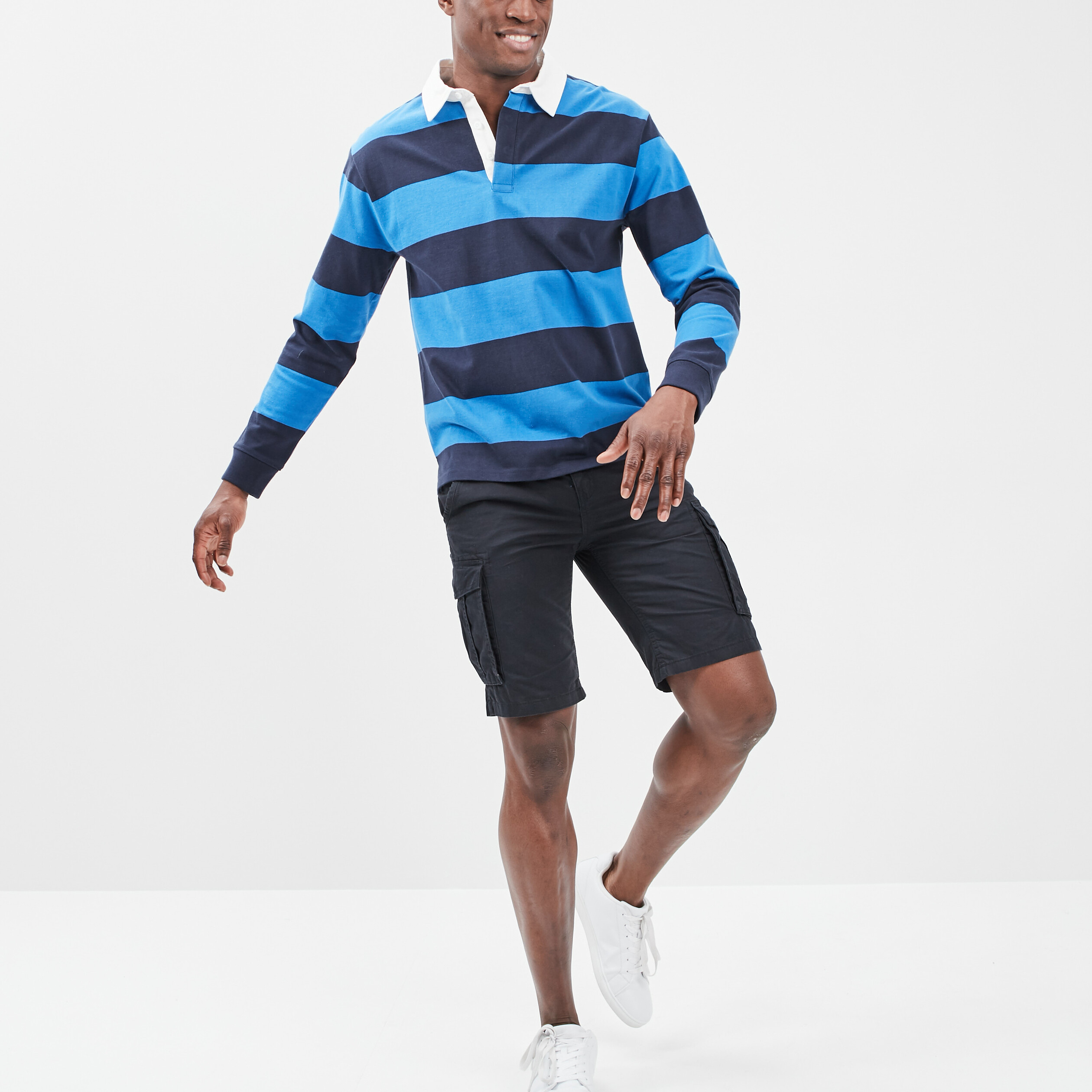 Polo manches longues bleu ciel homme | La Halle