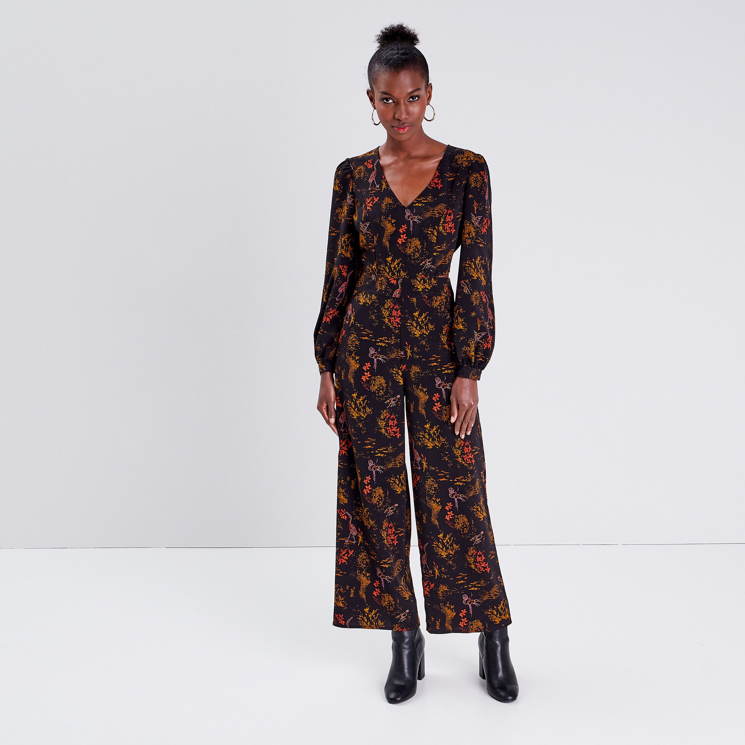 Combinaison pantalon à fentes noir femme | Cache Cache