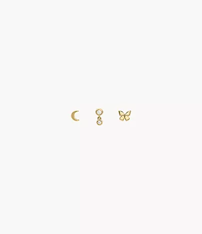 Fossil Set Ohrringe All Stacked Up Butterfly Metall goldfarben