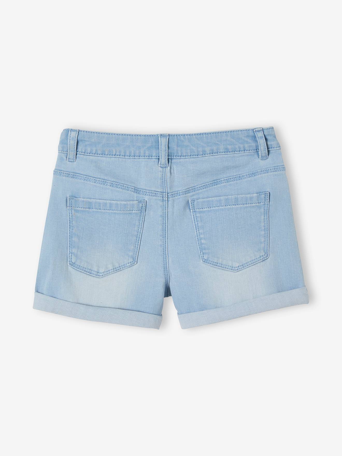 Short en jean brodé fille denim bleached