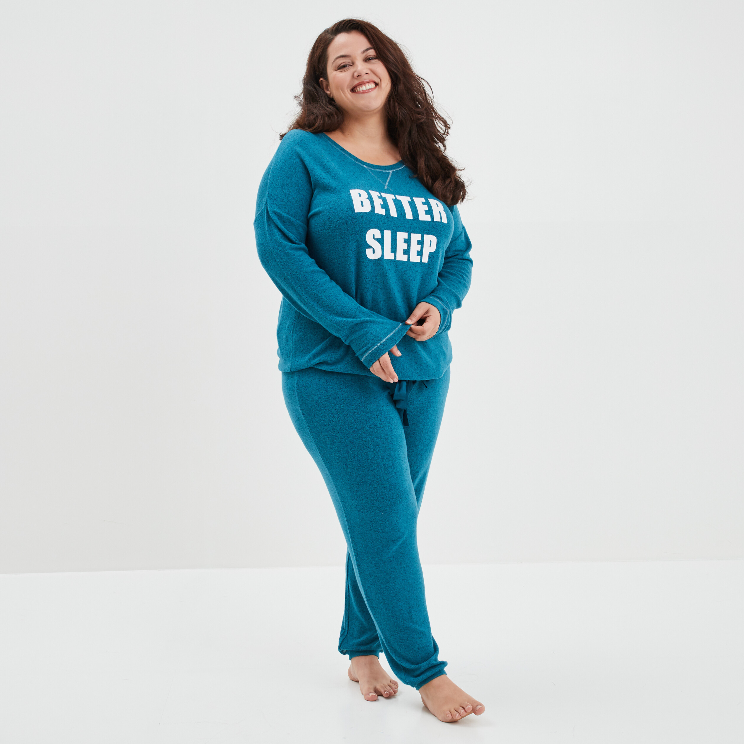 Ensemble pyjama pantalon 2 pièces bleu canard femme grande taille | La Halle