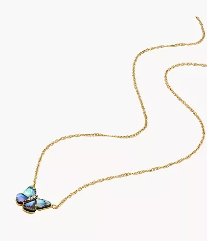 Fossil Kette Sutton Butterfly Wings Anhänger Abalone mehrfarbig
