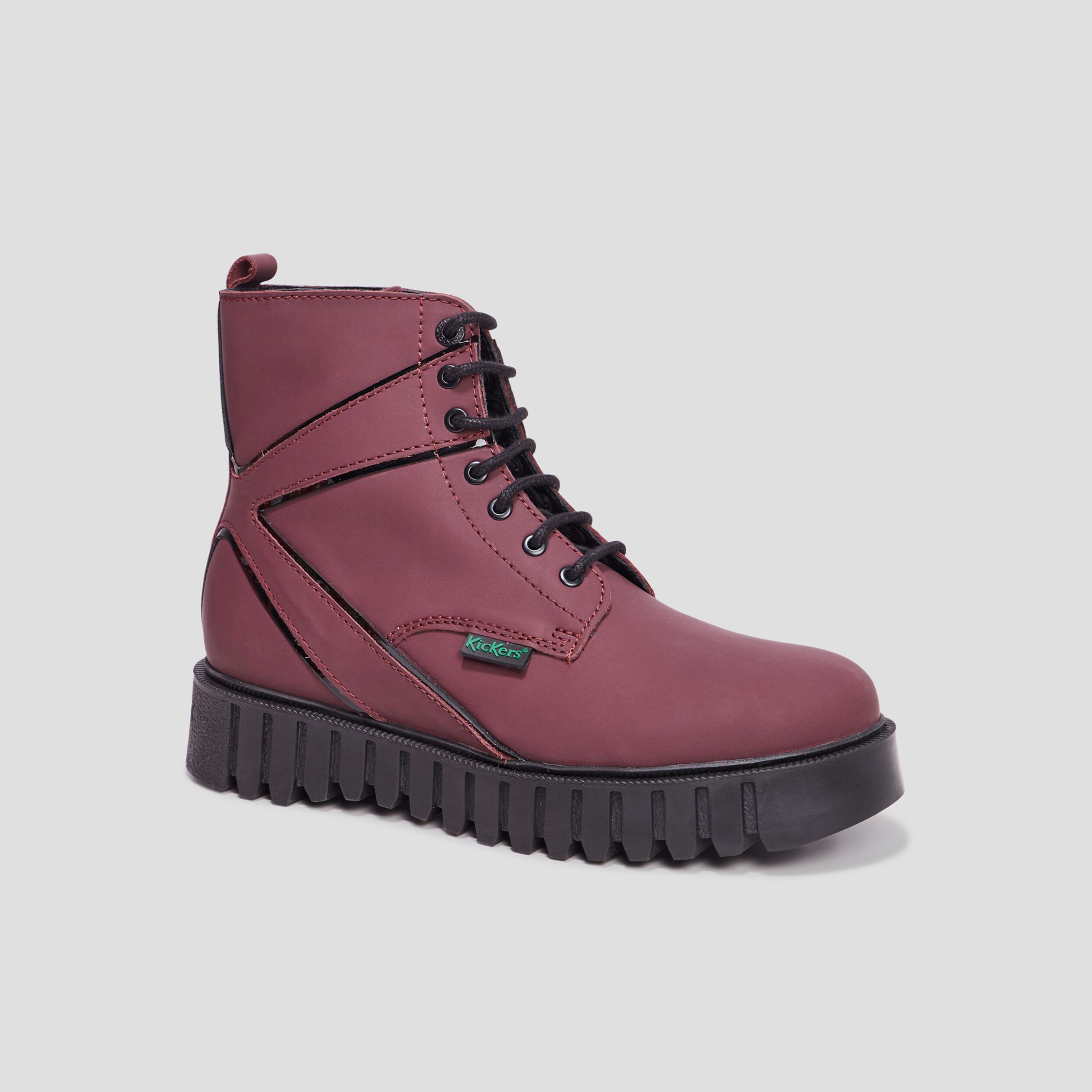 Bottines en cuir Kickers Kickfab bordeaux femme | La Halle