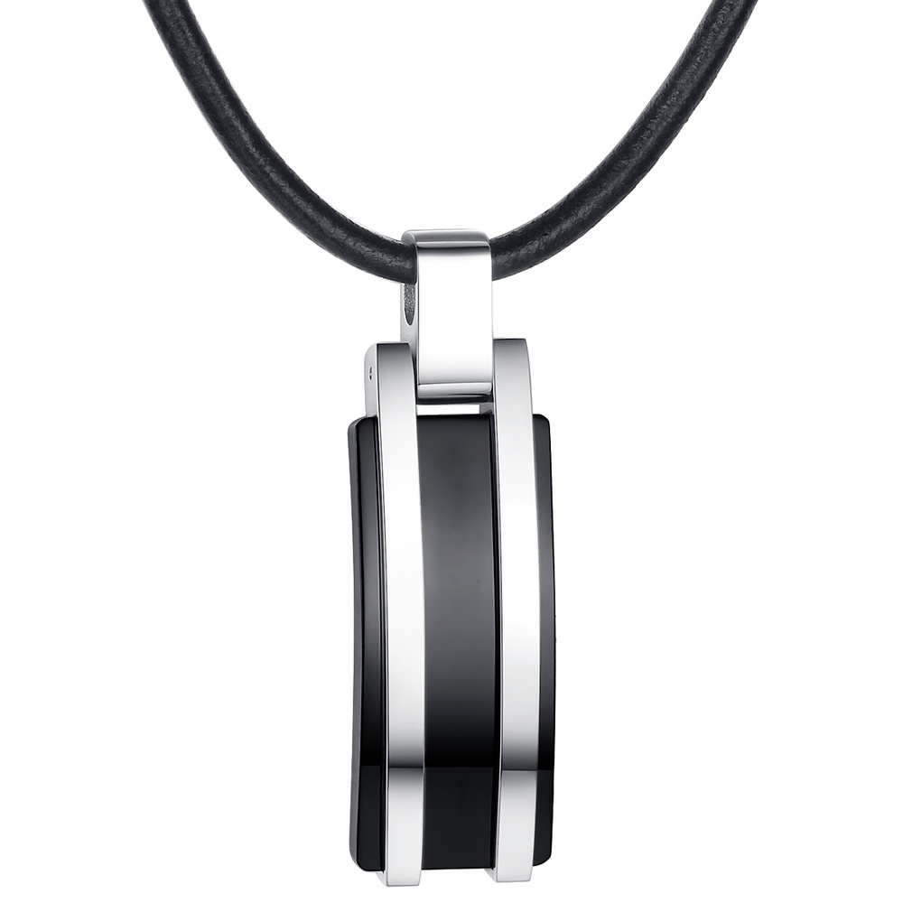 True Rebels Collier en cuir Cuir véritable en Noir collier