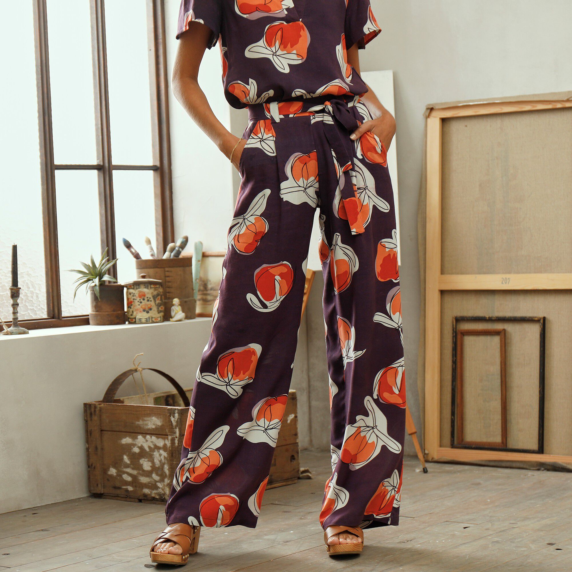 Pantalon fluide imprimé, collection 