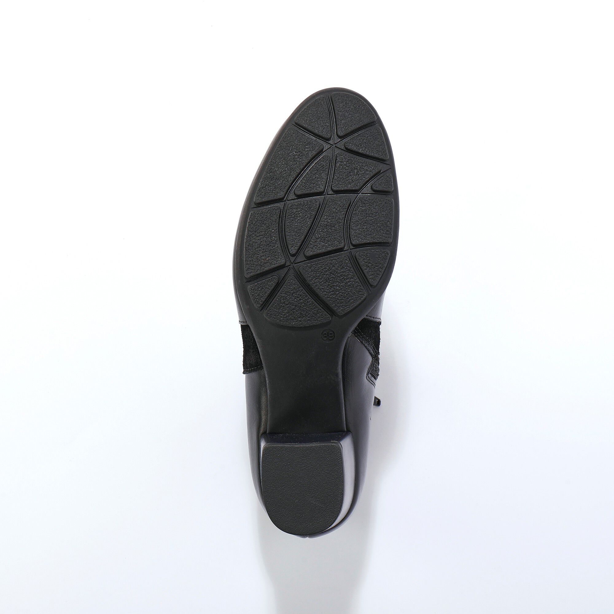 Boots en cuir bi-matière élastiquées à boucle et à talon