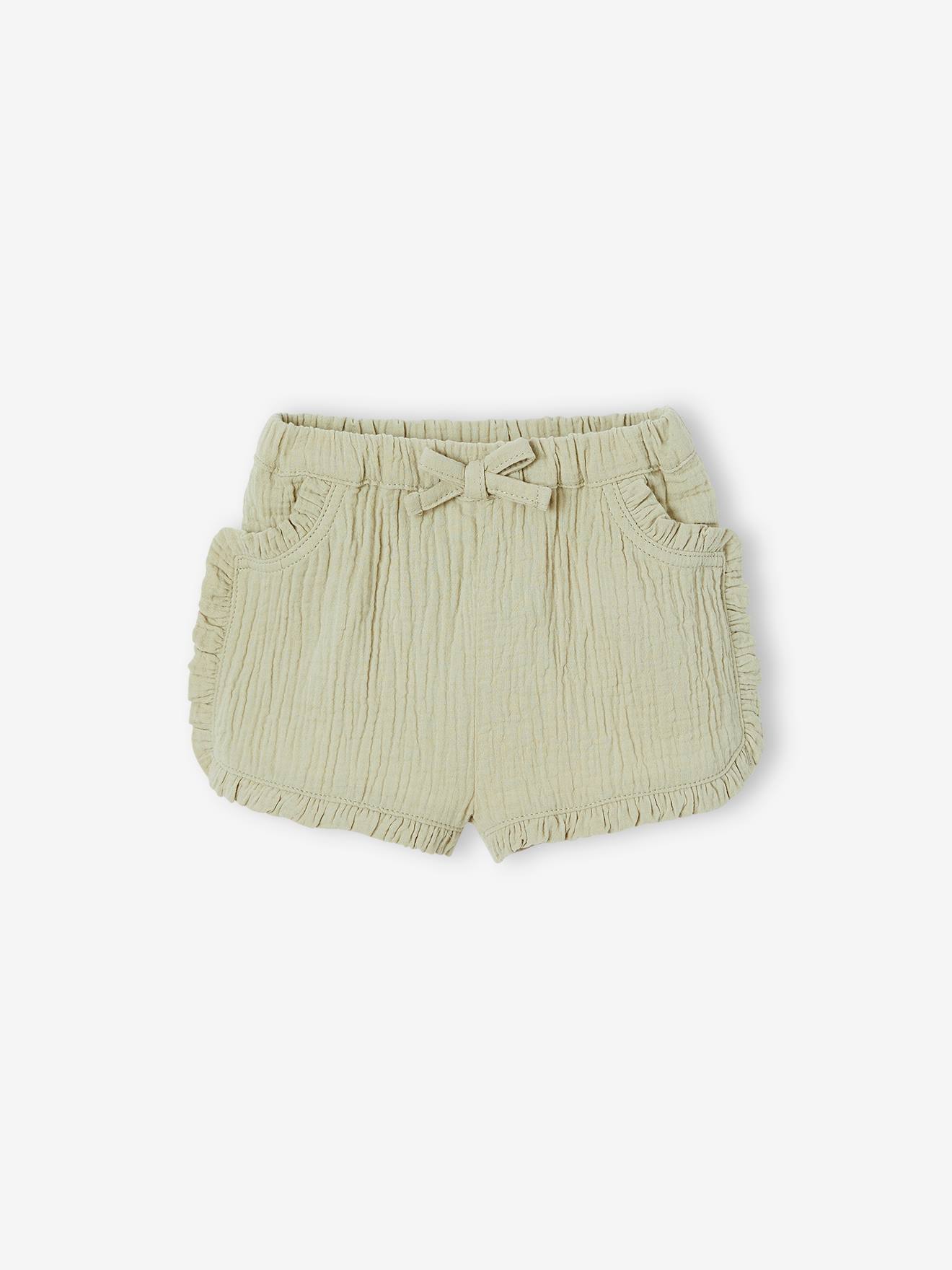 Ensemble bébé short, T-shirt rayé et bandeau orange