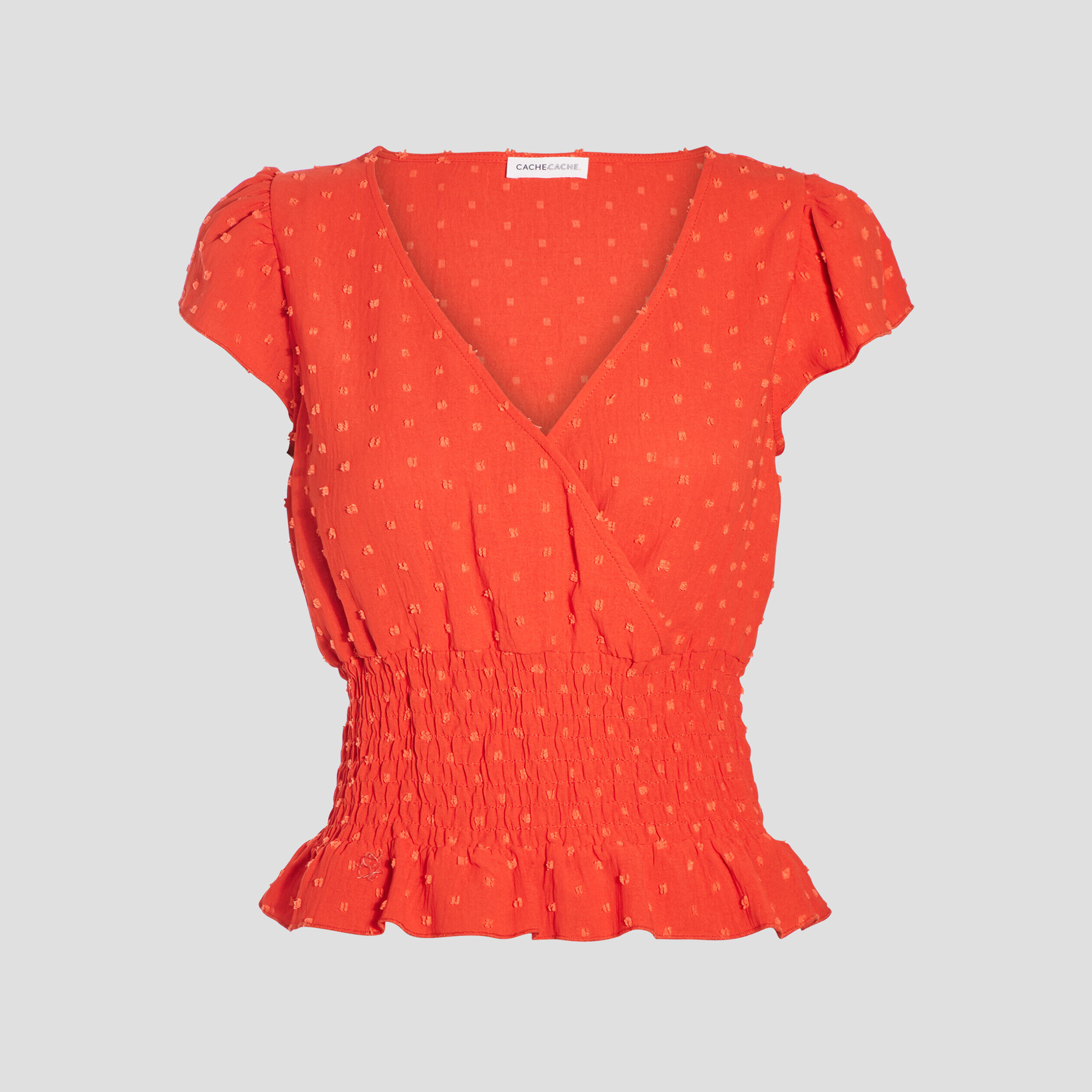 Blouse manches courtes orange femme | Cache Cache