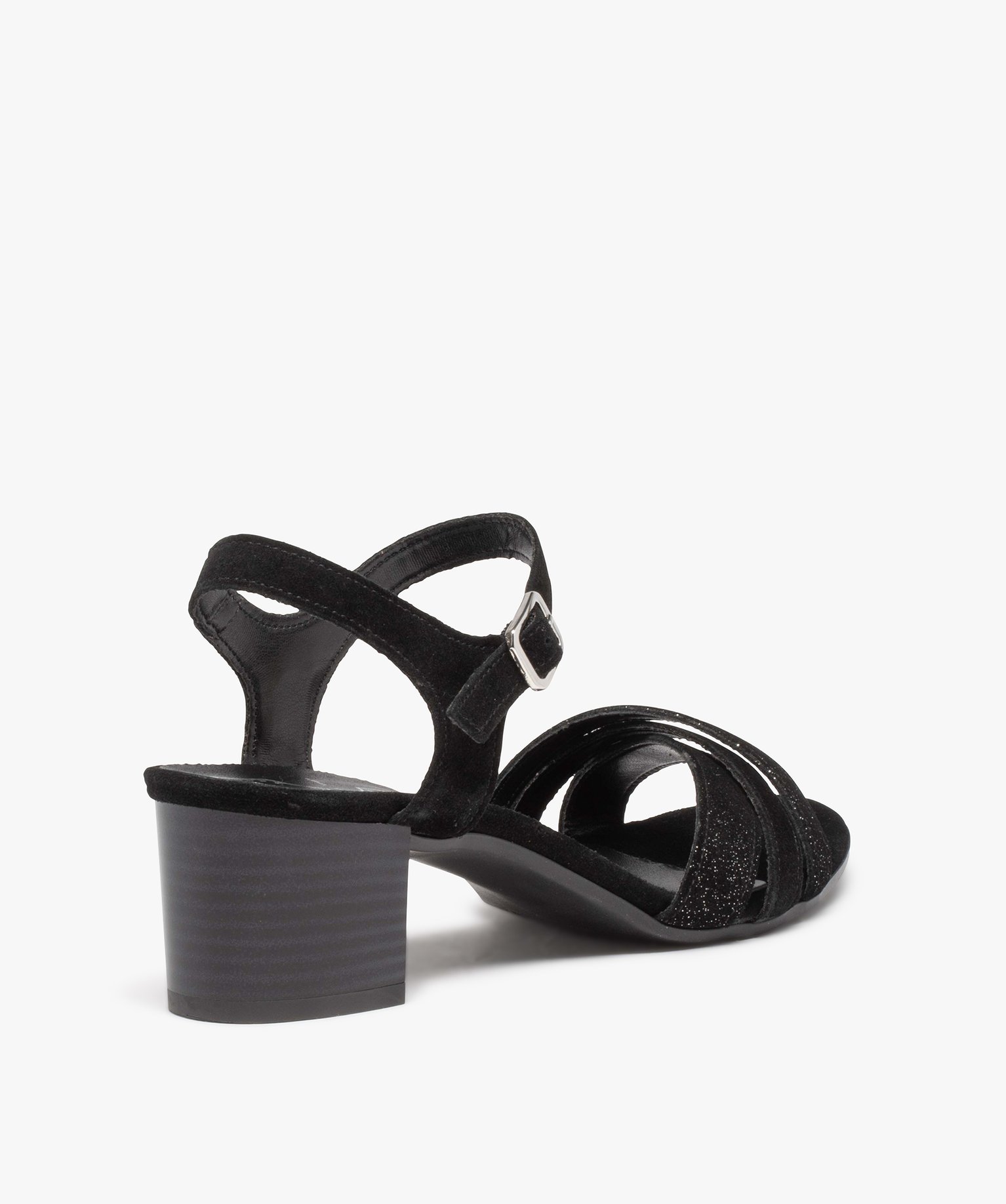 Sandales femme à talon dessus cuir retourné - Tanéo noir | GEMO