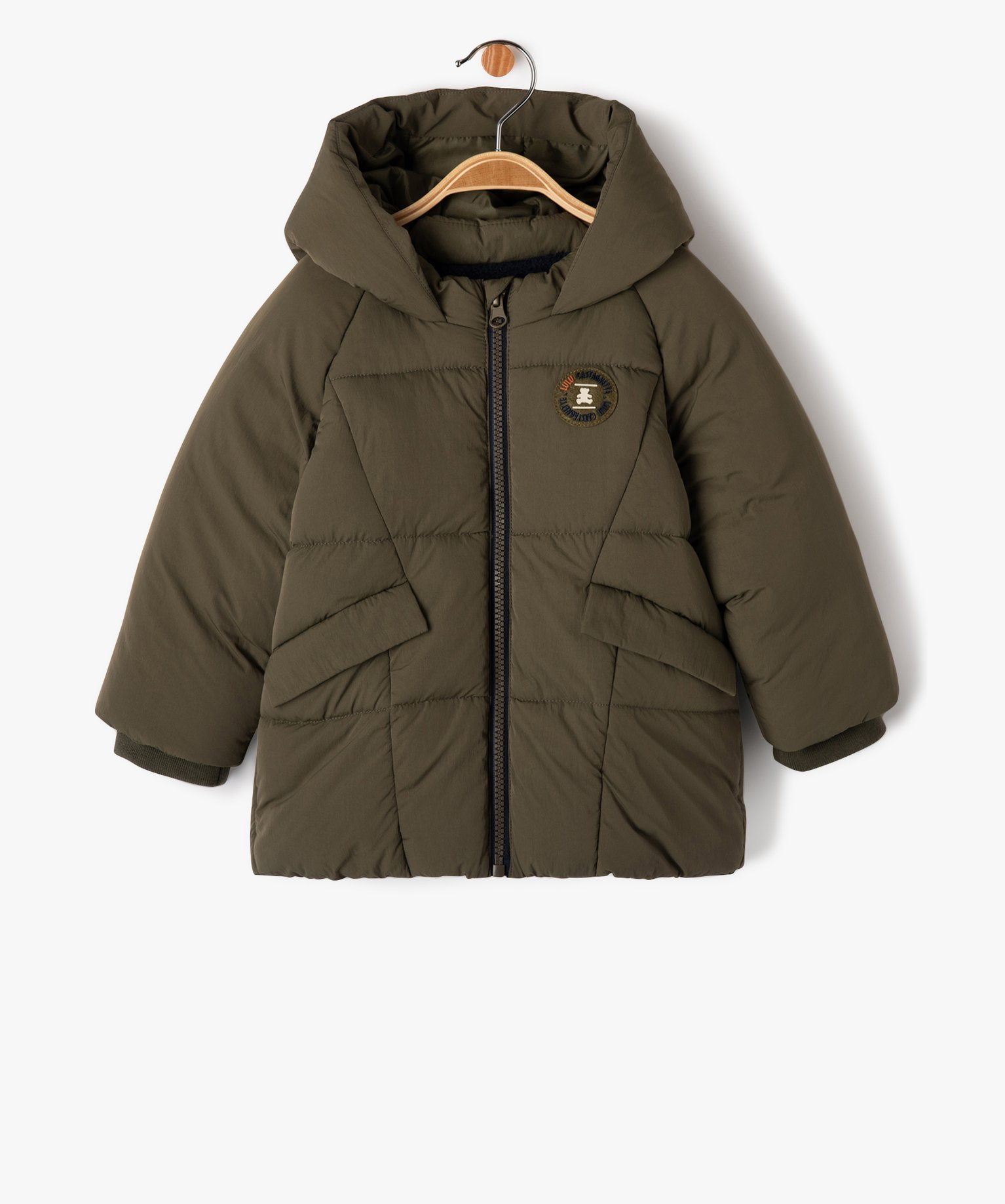 Blouson matelassé doublé peluche à capuche bébé Garçon... kaki | GEMO