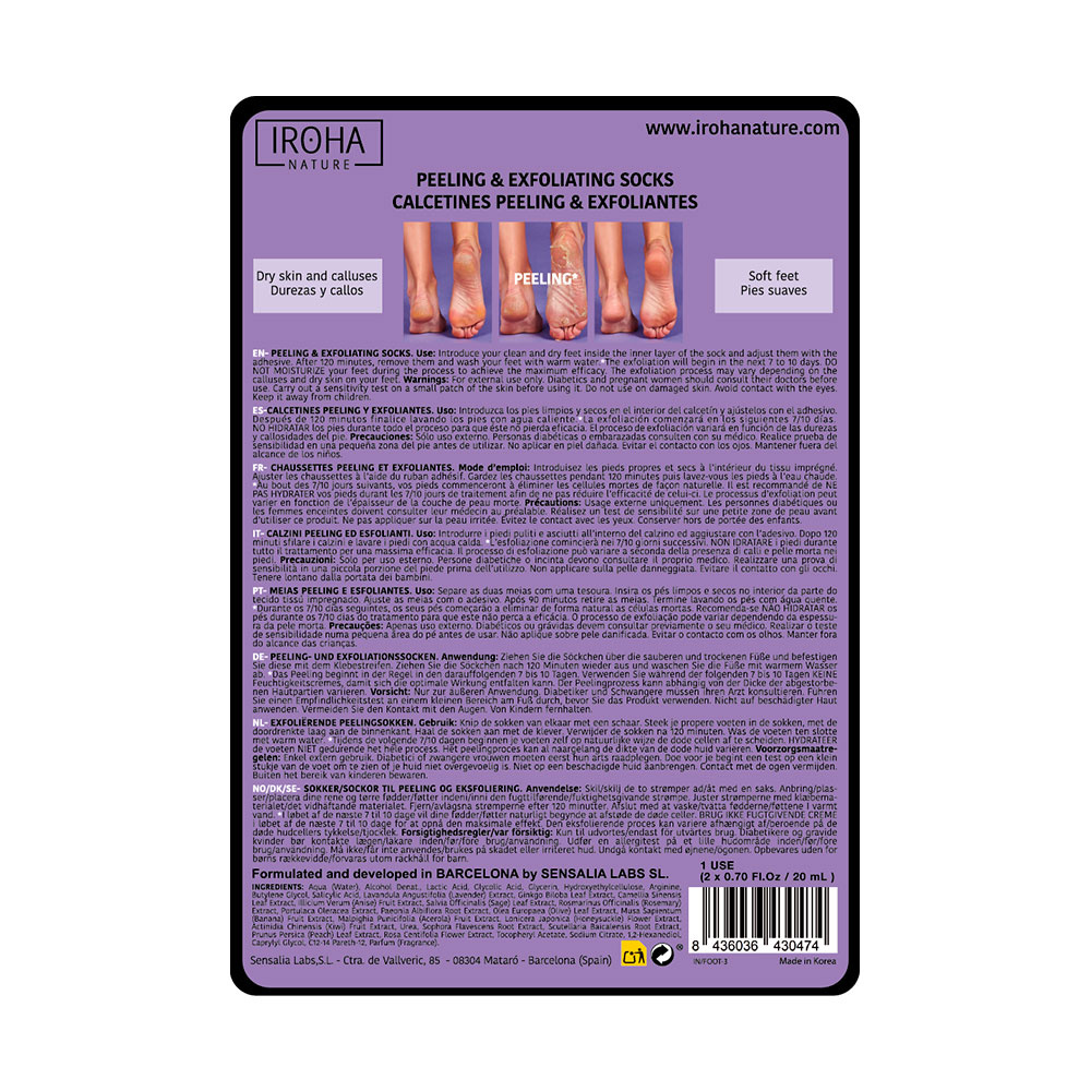iroha Traitement des pieds - PEELING ET EXFOLIATION Acide glycolique et lactique Chaussettes
