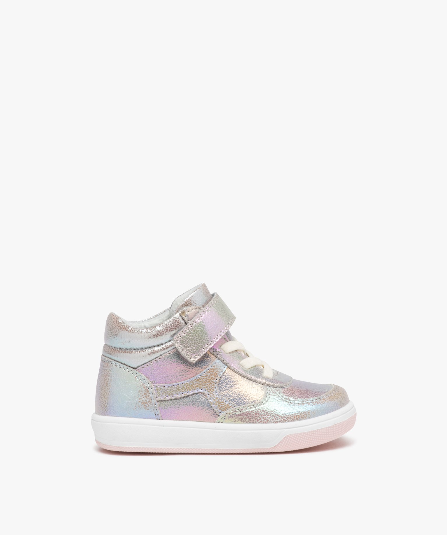 Baskets bébé fille mid-cut irisées avec scratch multicolore | GEMO