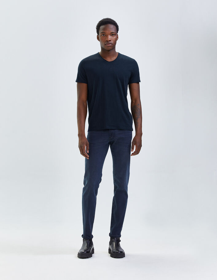 T-shirt L'Essentiel marine col V Homme