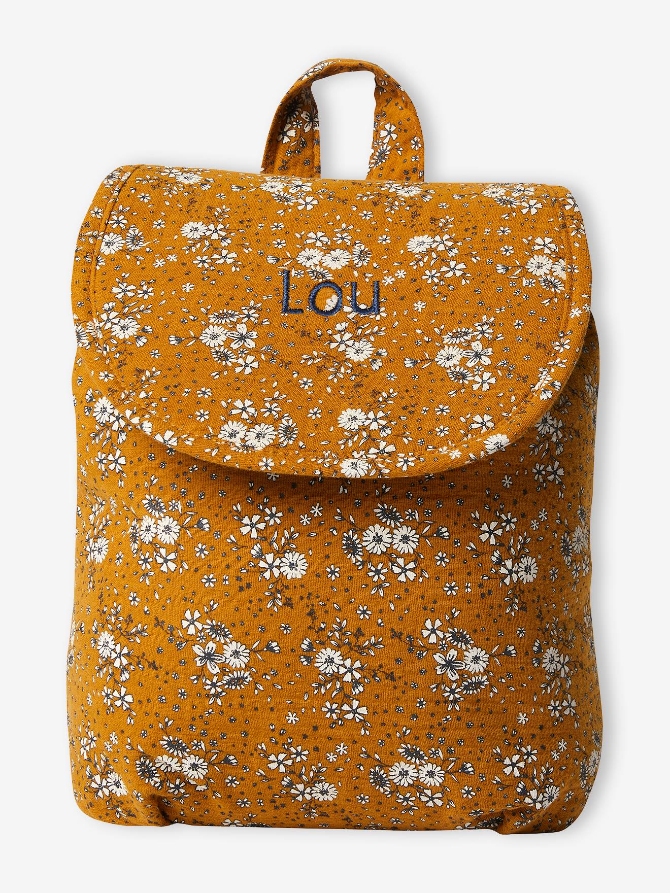 Sac fleuri personnalisable fille camel