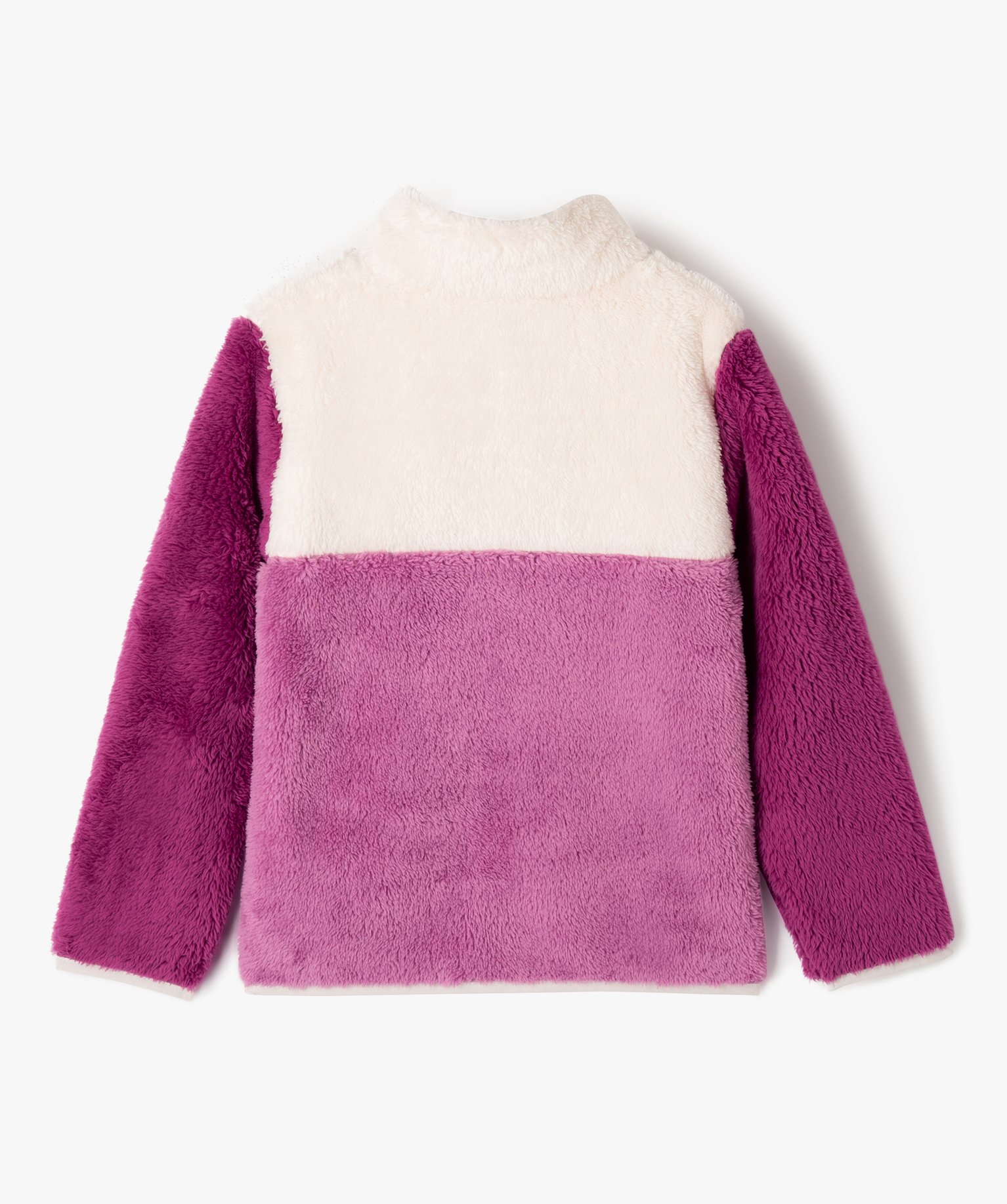 Sweat en maille peluche à col boutonnée fille multicolore | GEMO