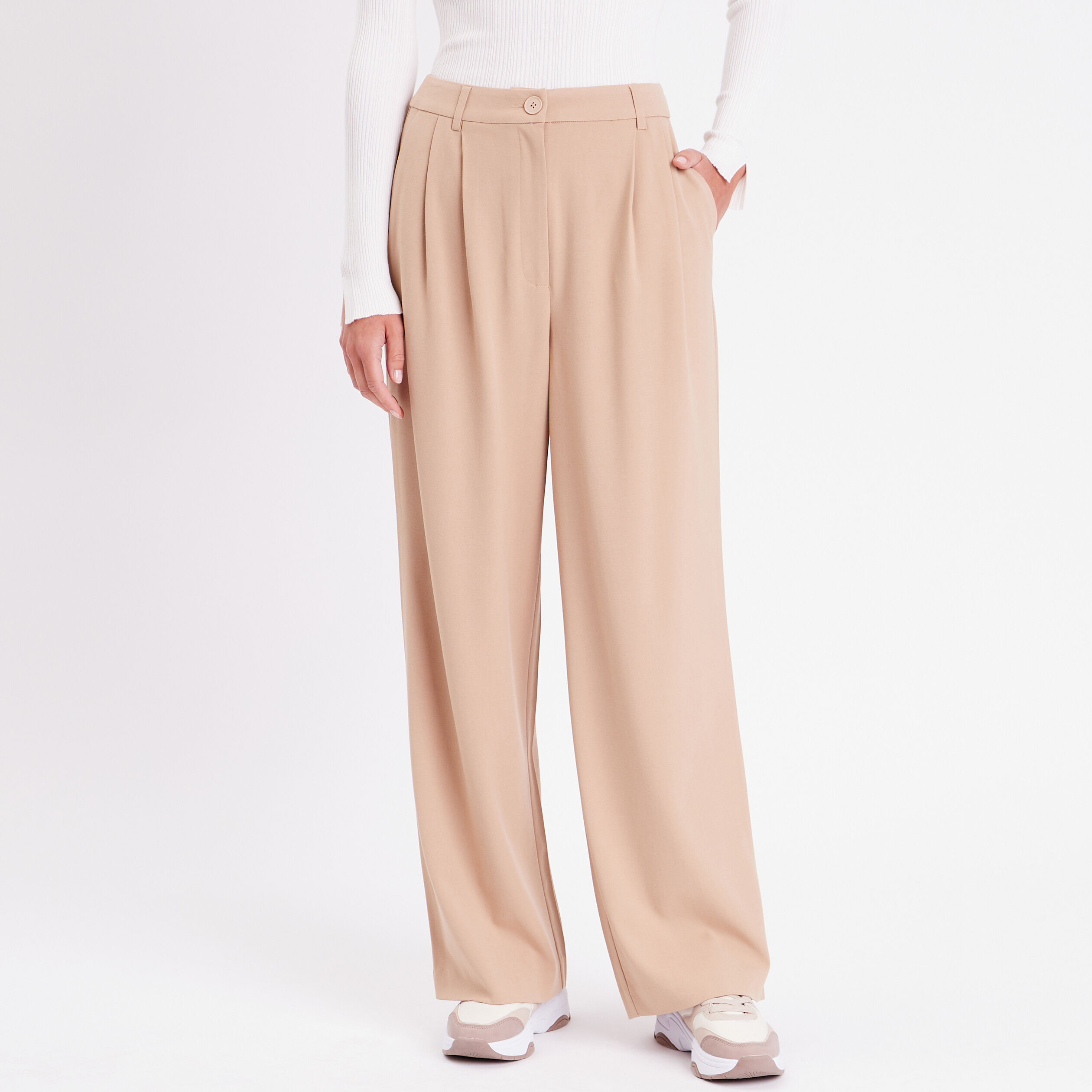 Pantalon city droit pinces sable femme | Cache Cache