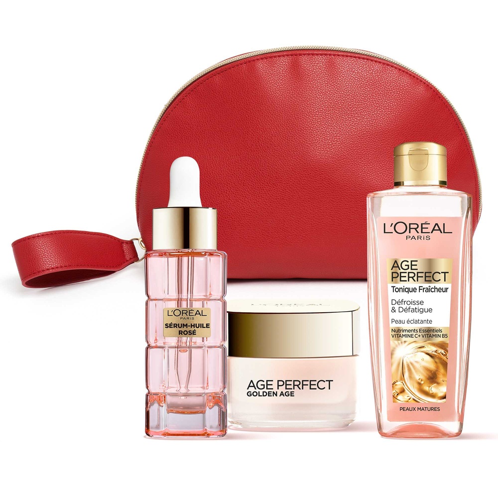 L'Oréal Paris Age Perfect Golden Age Trousse Routine Lotion, Sérum & Crème de jour fermeté, éclat et vitalité