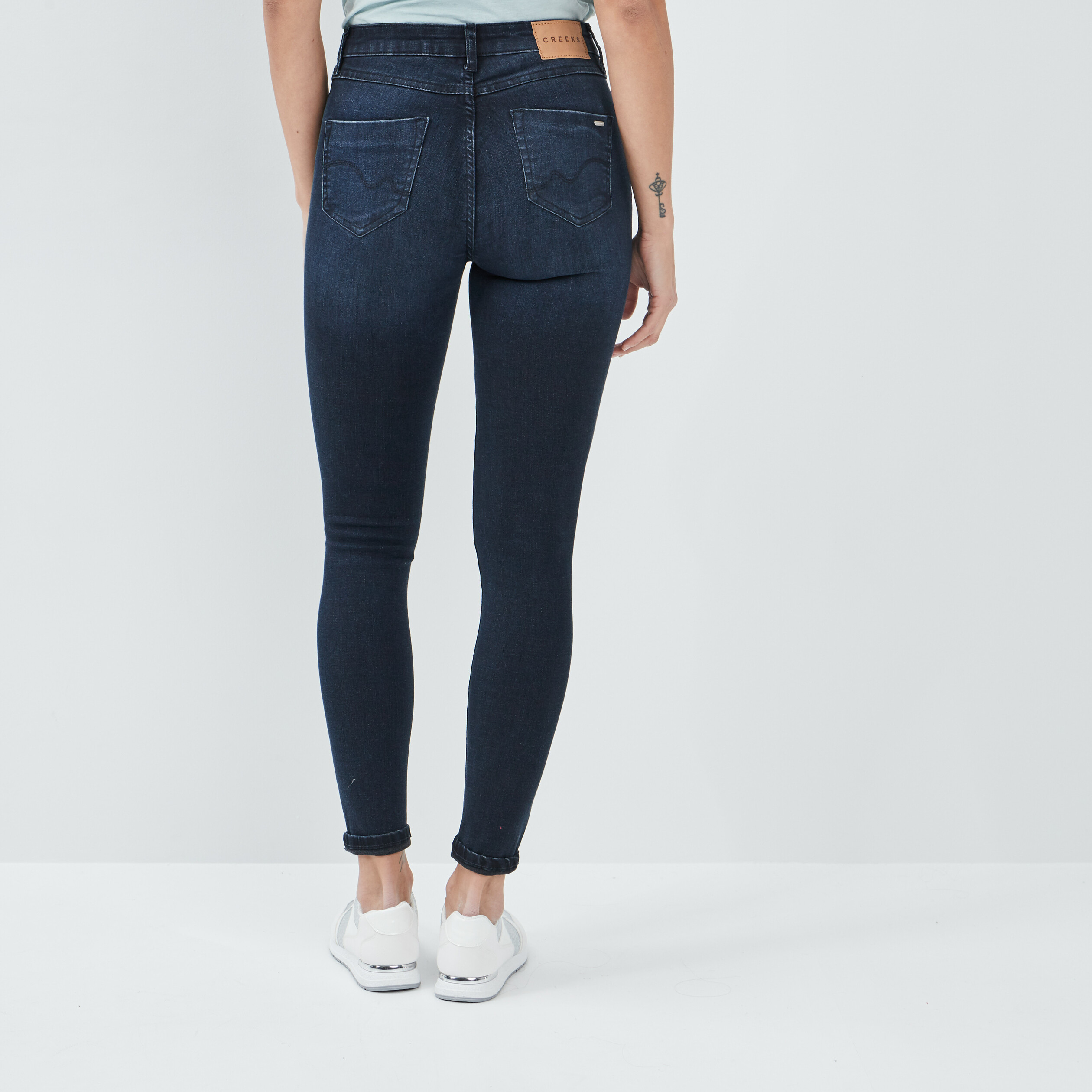 Jeans skinny taille haute denim blue black femme | La Halle