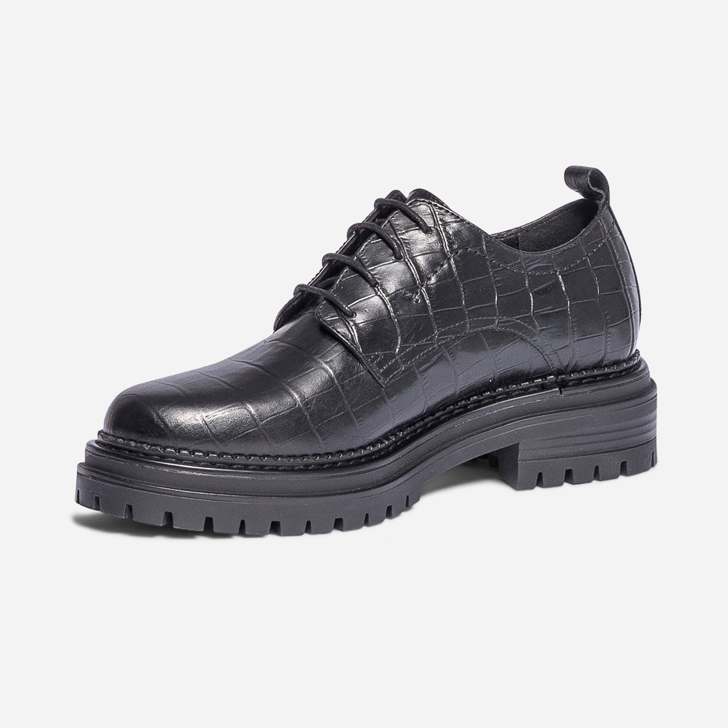 Derby TEXTO noir effet croco