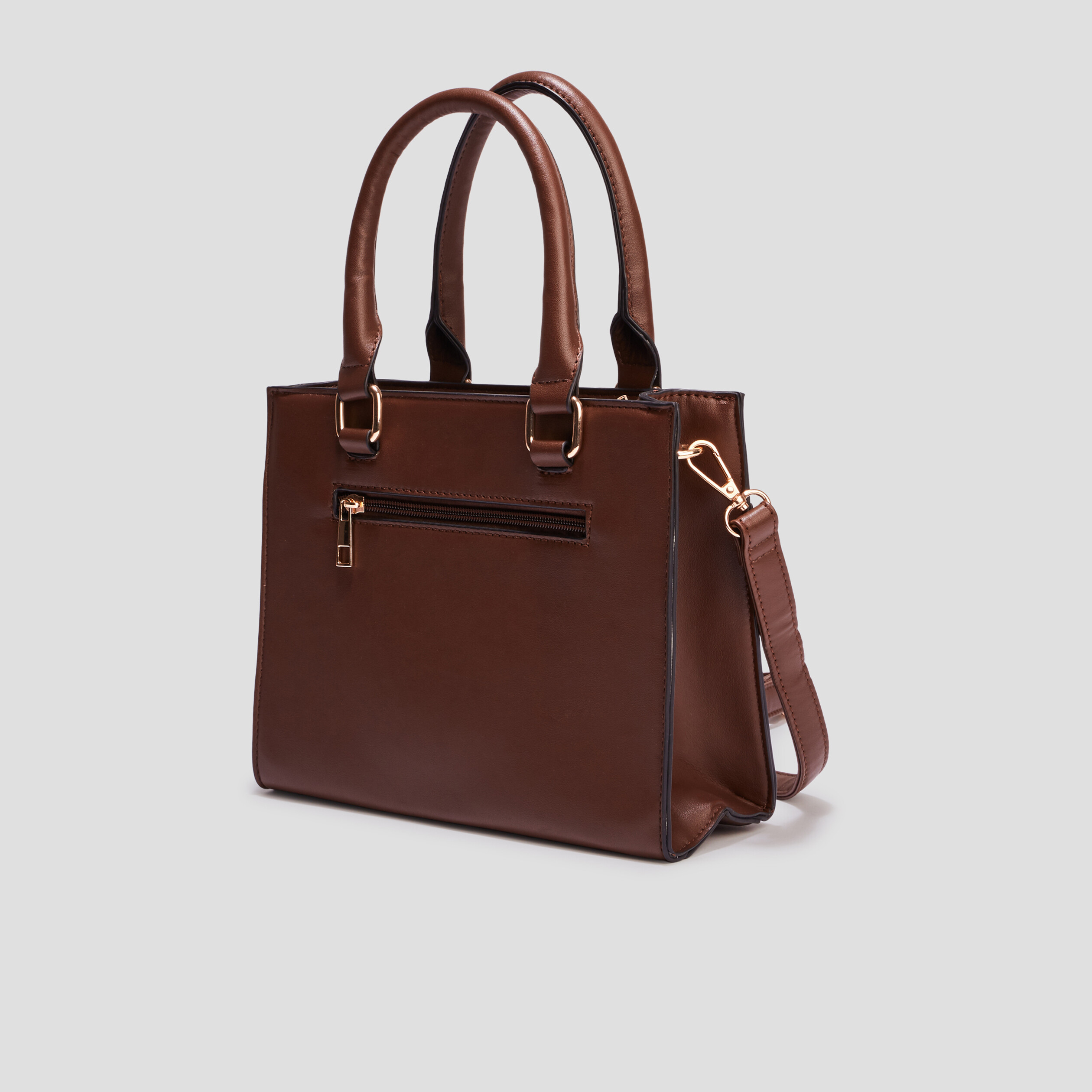 Sac à main carré avec bandoulière marron foncé femme | La Halle