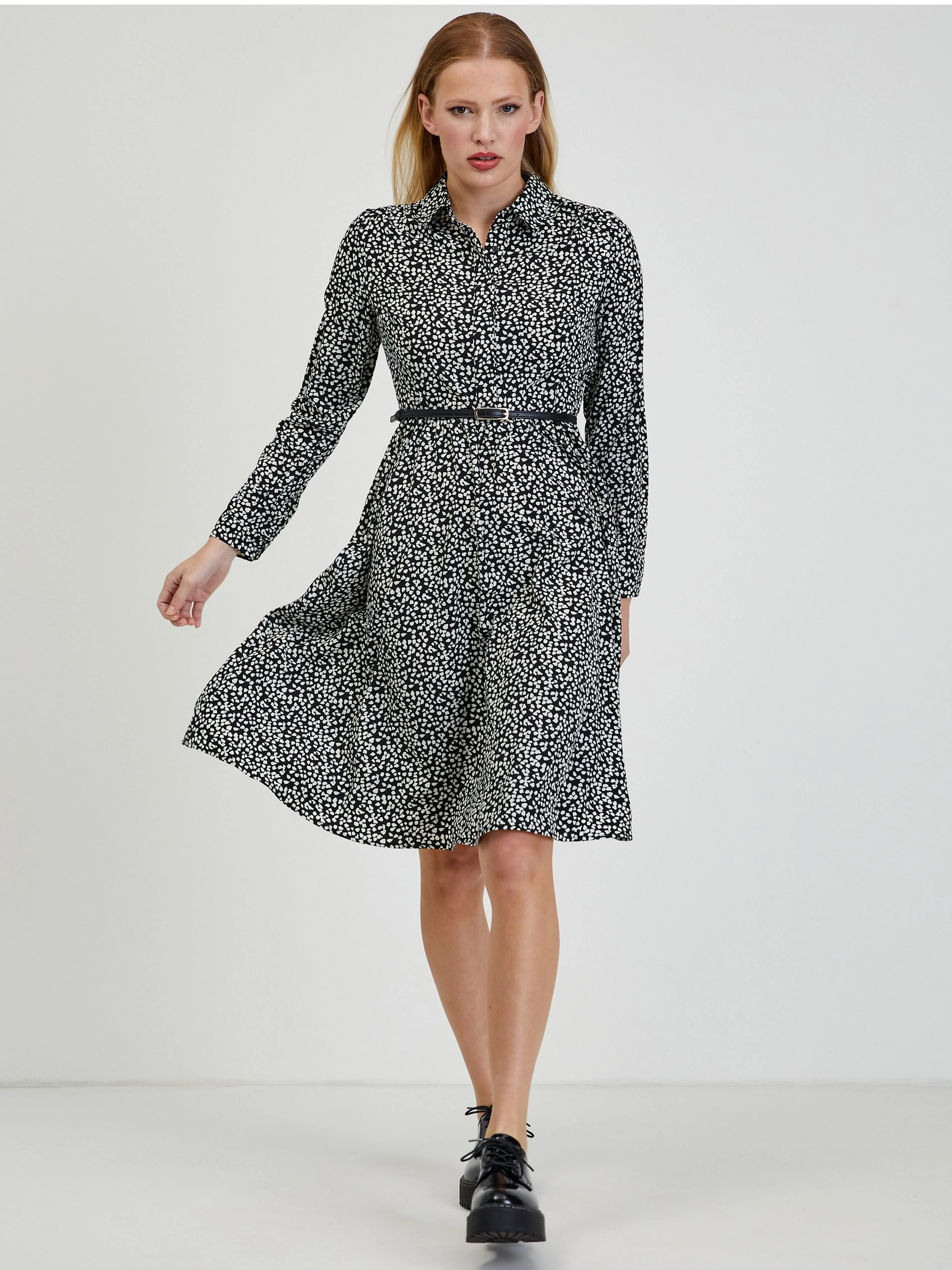 Weiß-schwarz gemustertes Damenkleid ORSAY