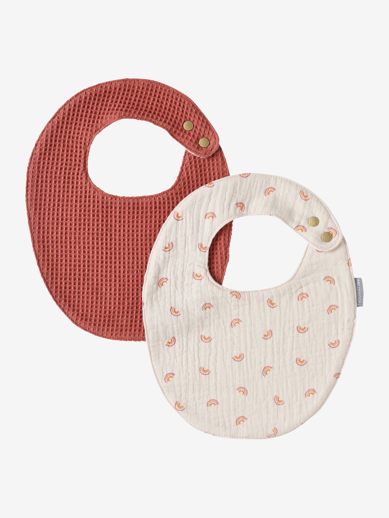 Lot de 2 bavoirs naissance terracotta