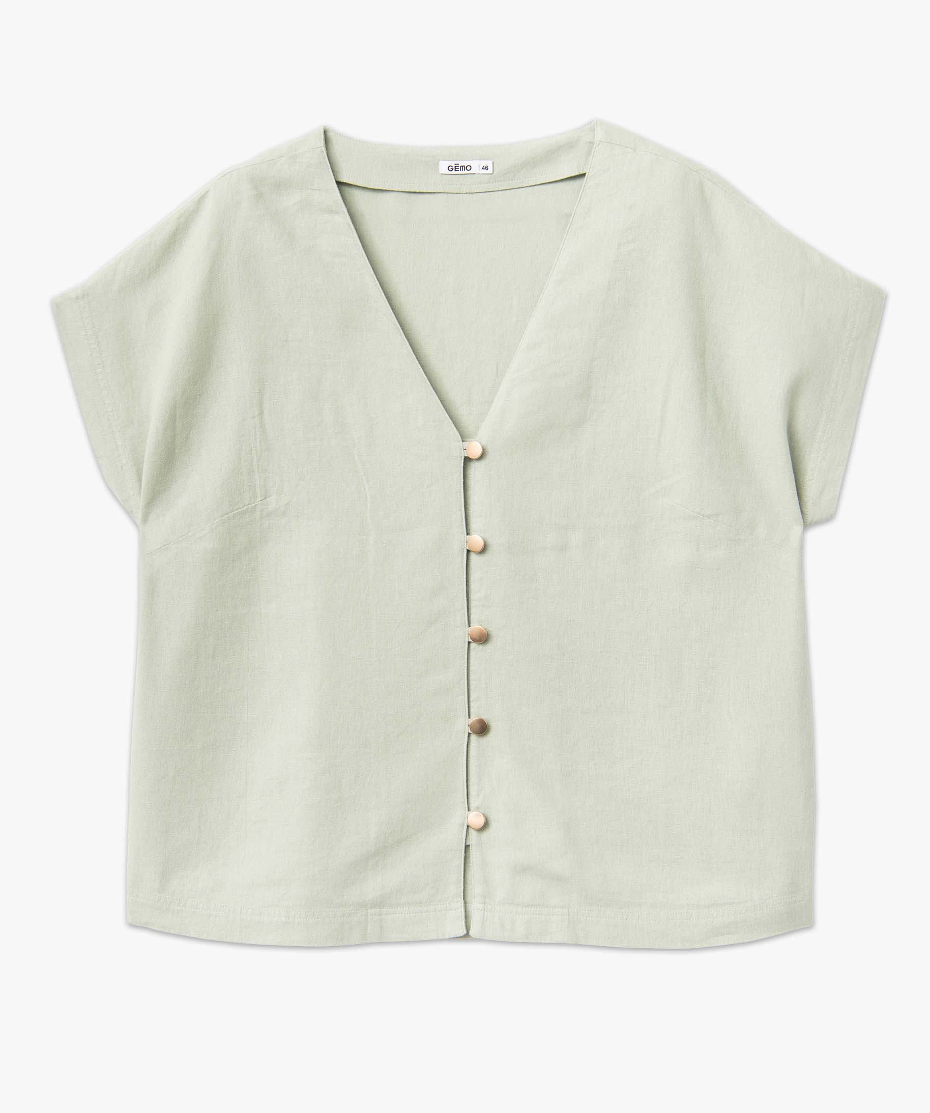 Chemise femme grande taille en lin et viscose beige | GEMO