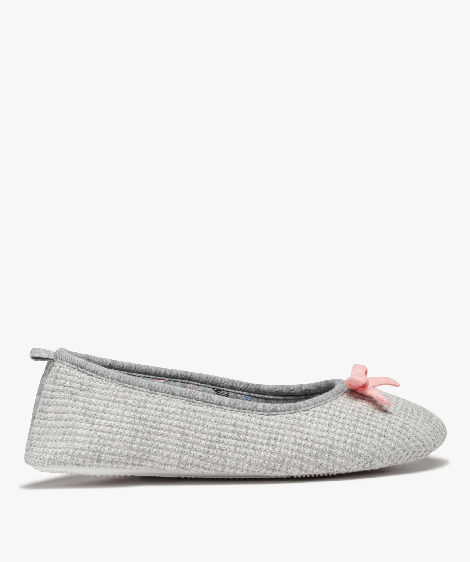 Chaussons femme ballerines unies en nid d’abeille gris | GEMO