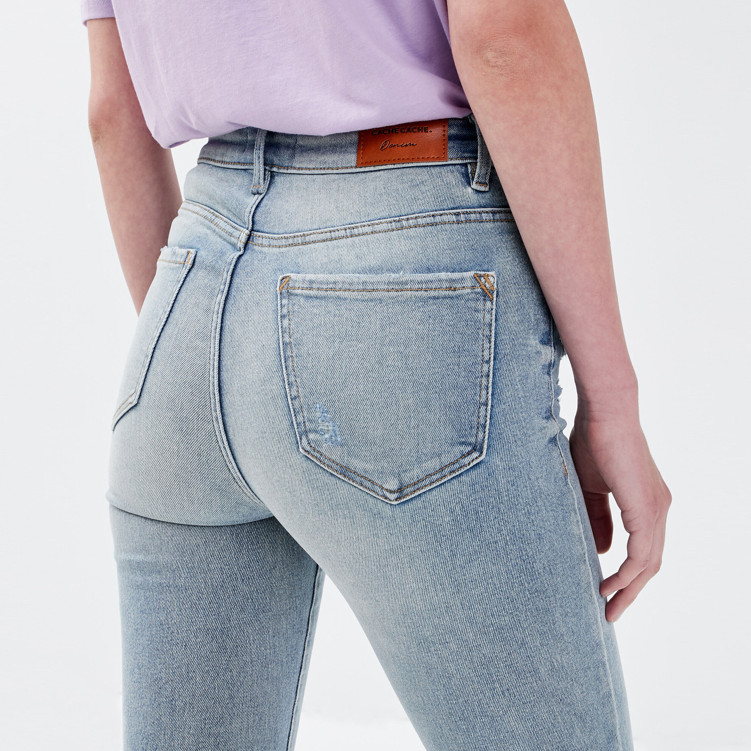 Jeans skinny taille haute denim bleach femme | Cache Cache