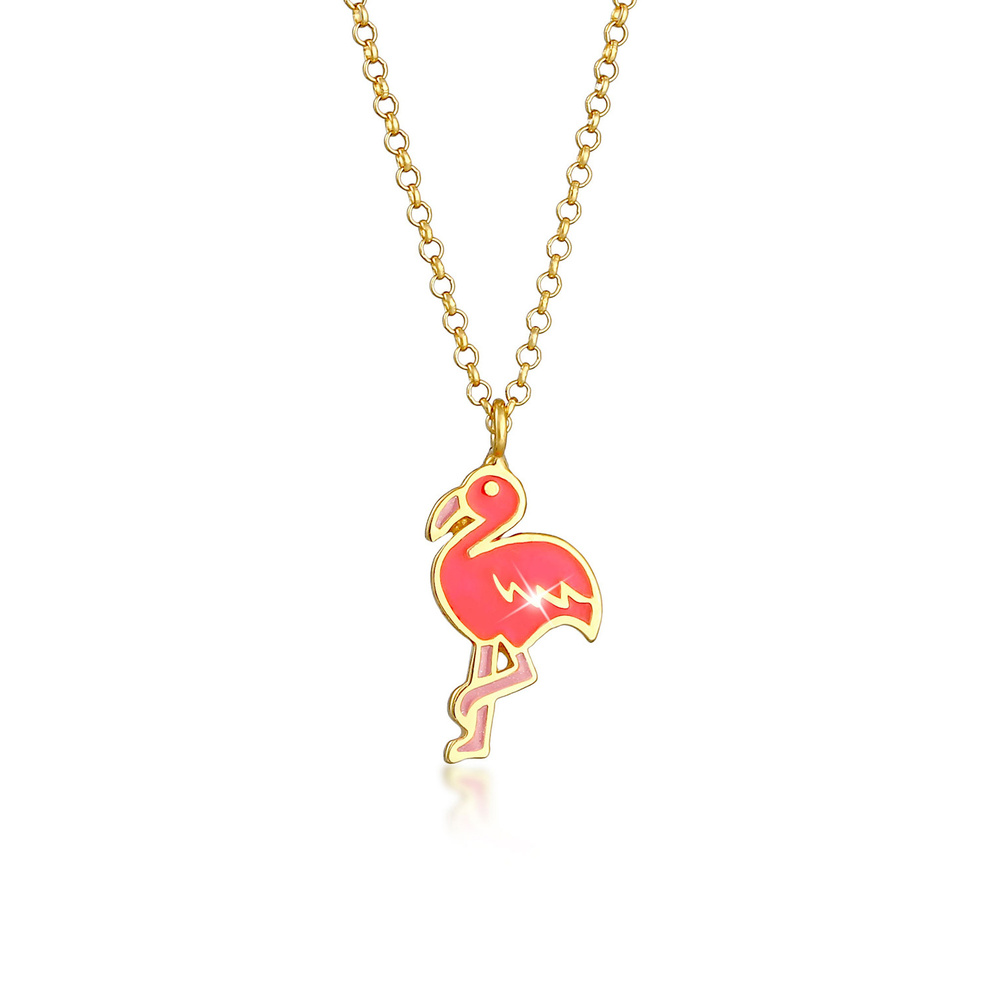 Elli Elli Collier Pendentif Flamant d'été coloré avec émail en argent sterling 925 pla collier