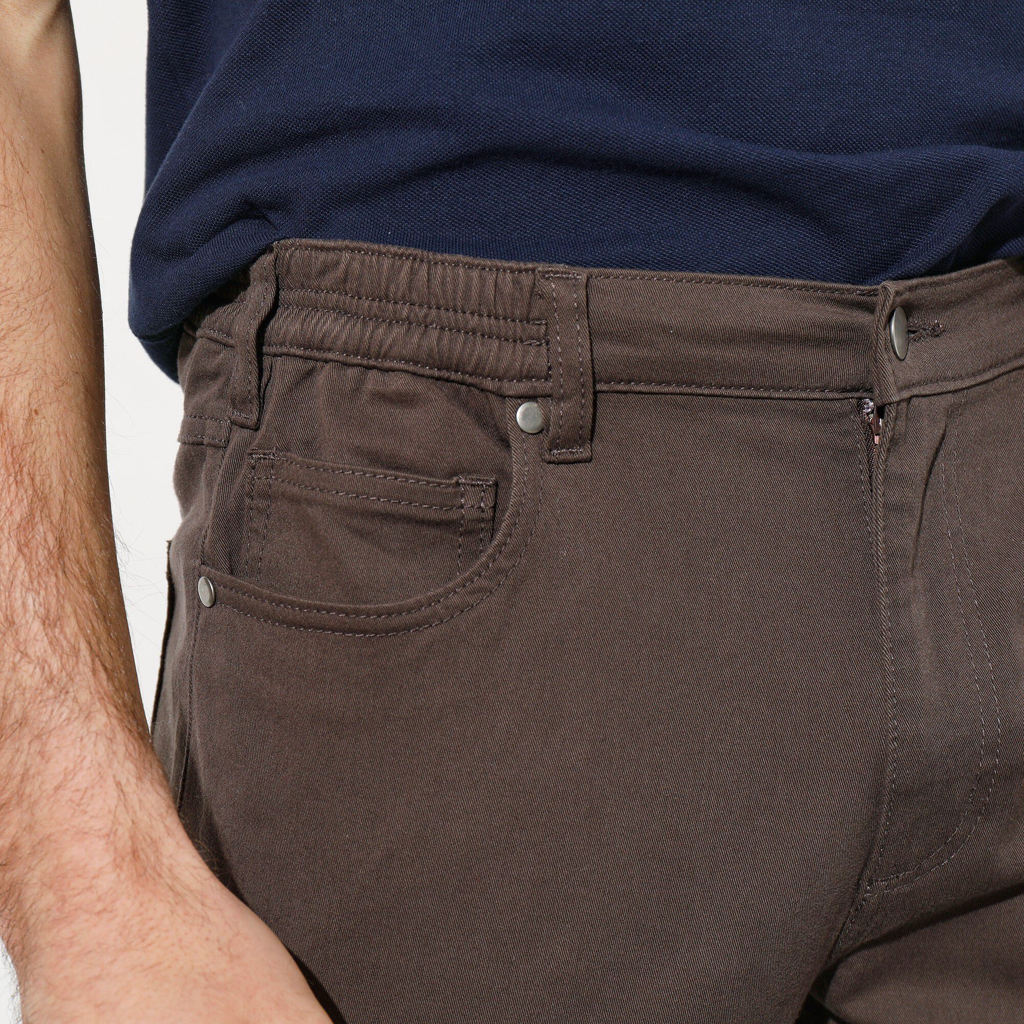 Pantalon droit 5 poches twill coton extensible