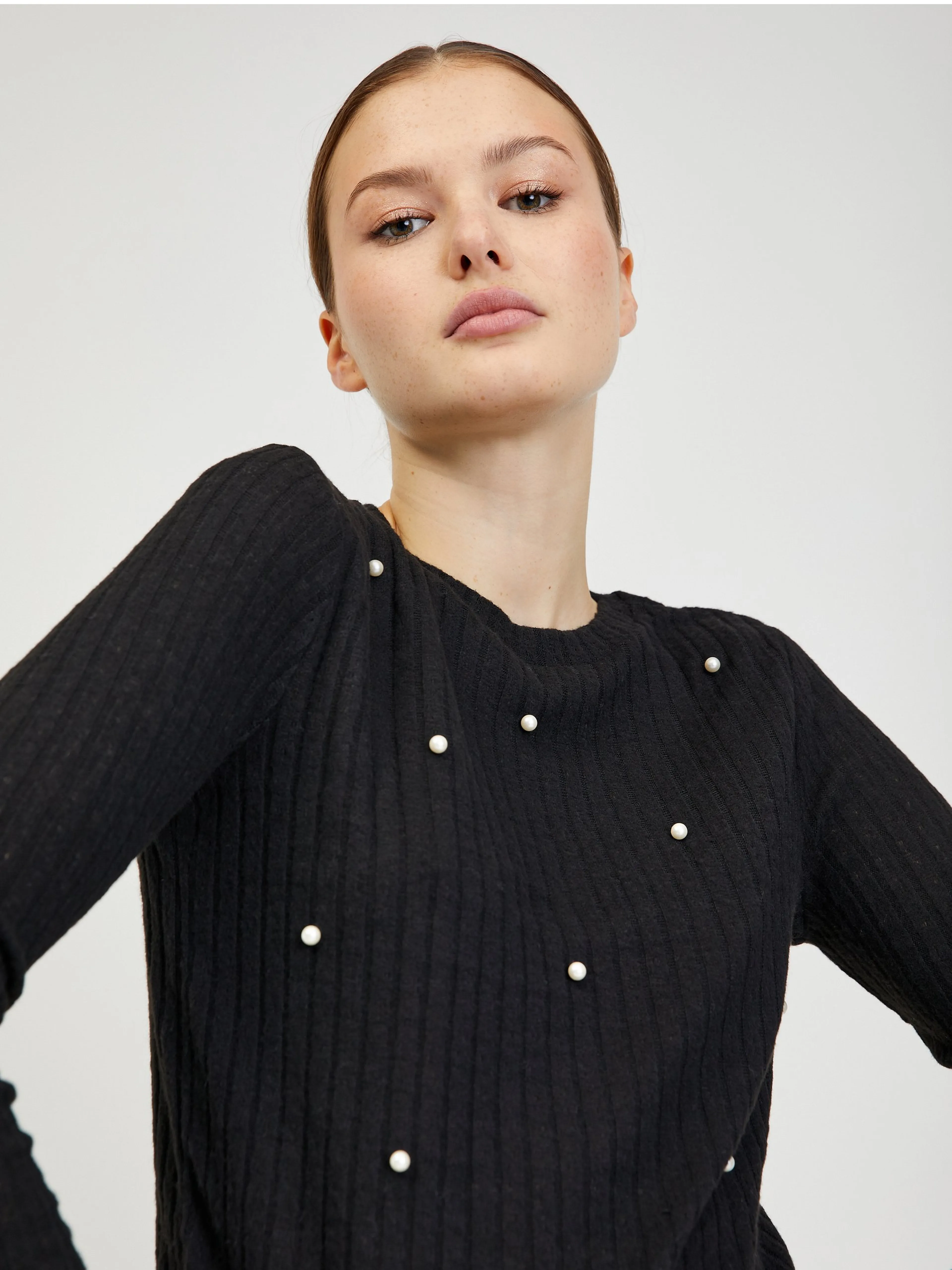 Schwarzer Damen Rippenpullover ORSAY