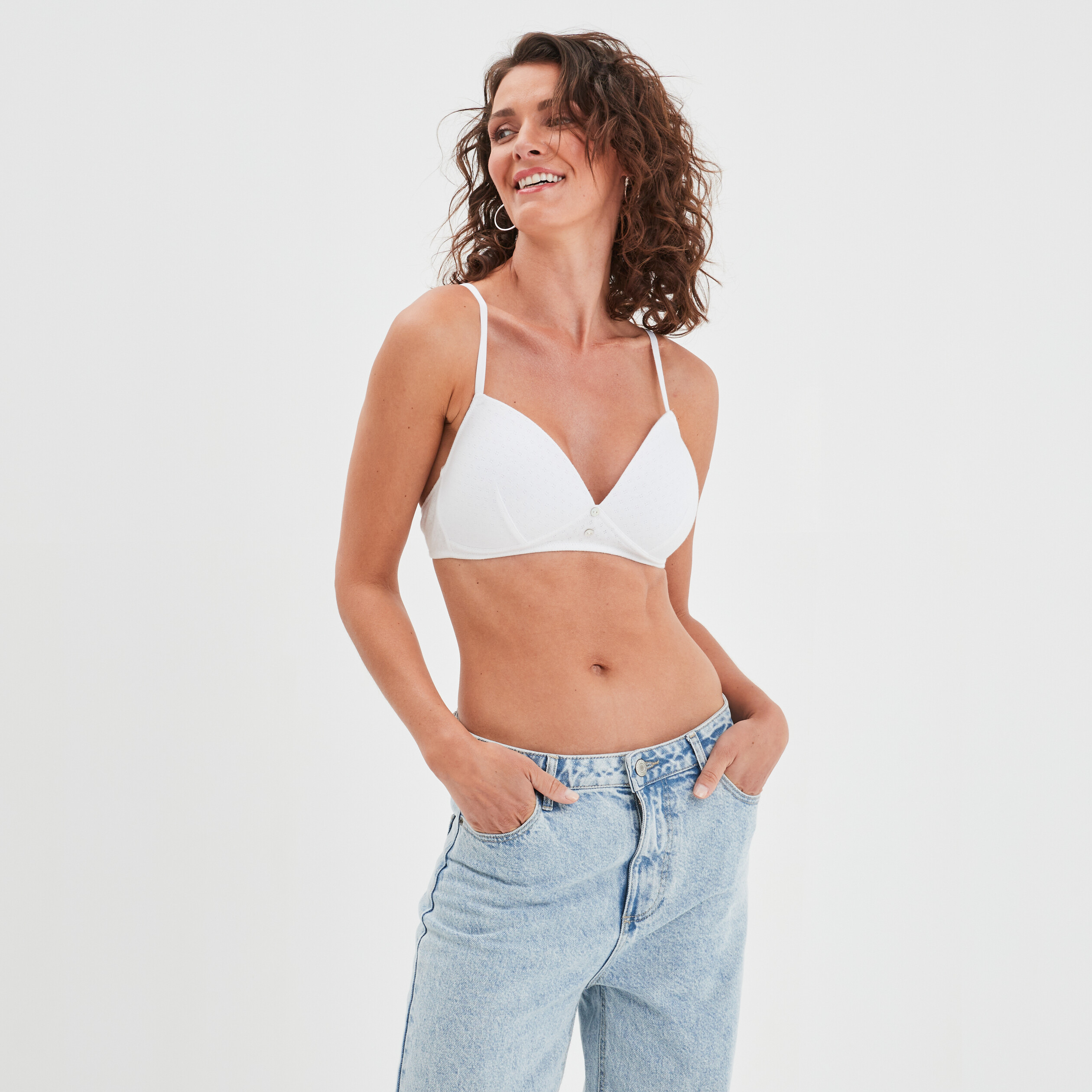 Soutien-gorge triangle padded coton blanc femme | La Halle
