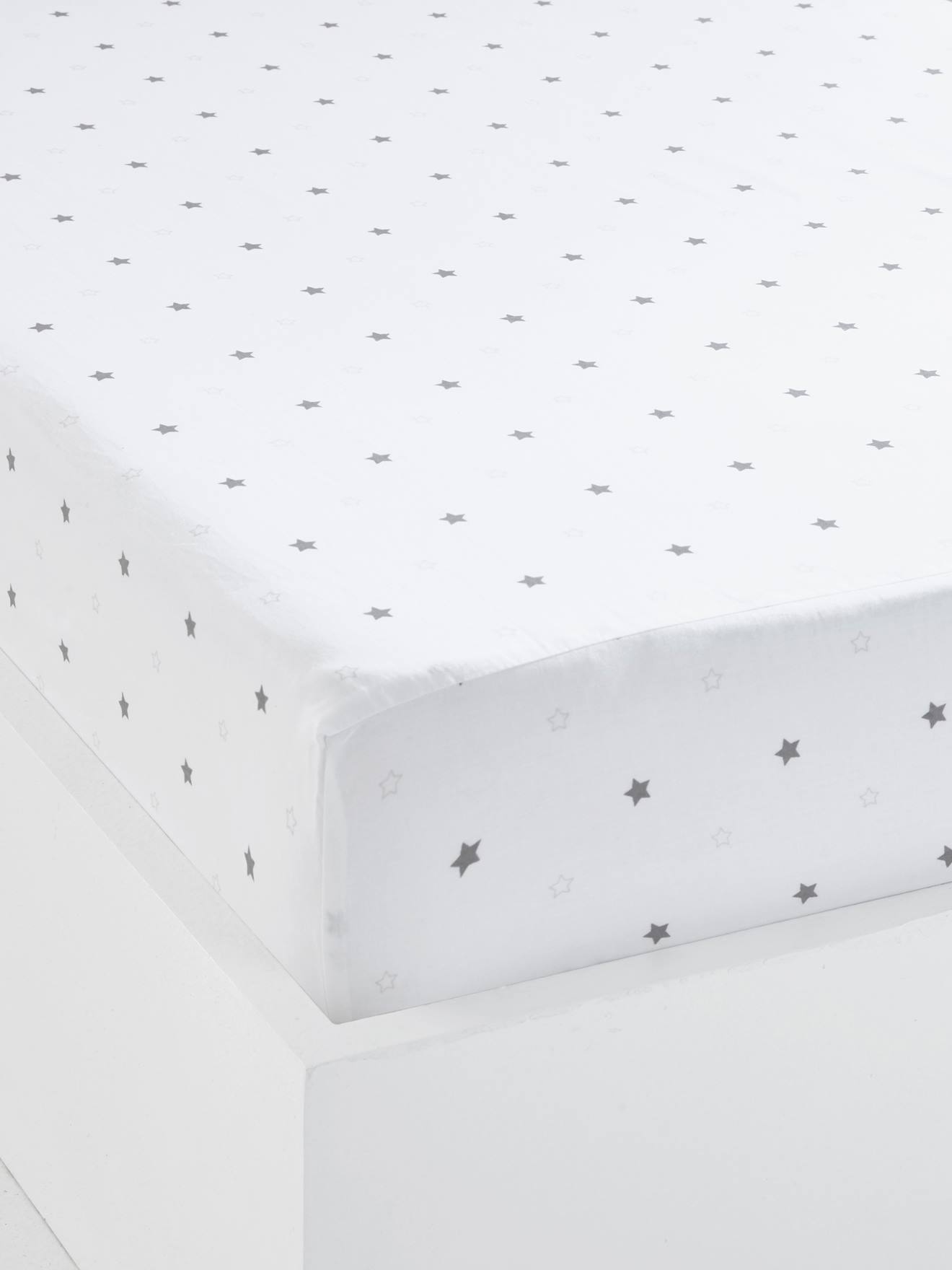 Drap-housse bébé PLUIE D'ETOILES blanc / étoiles