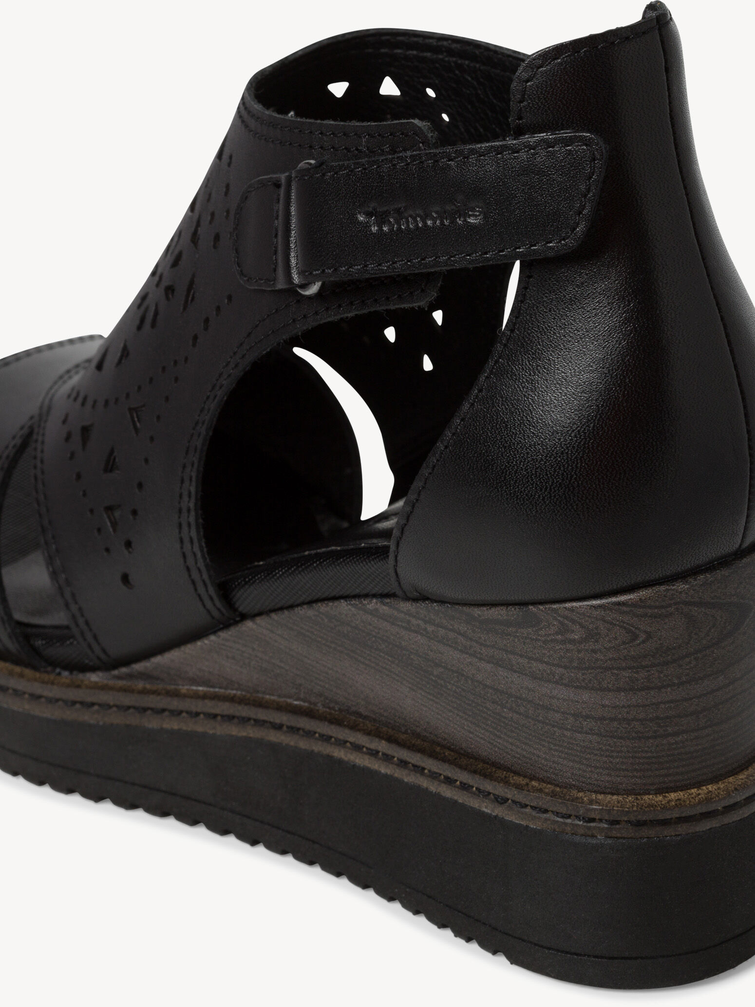 Sandale à talon en cuir - noir
