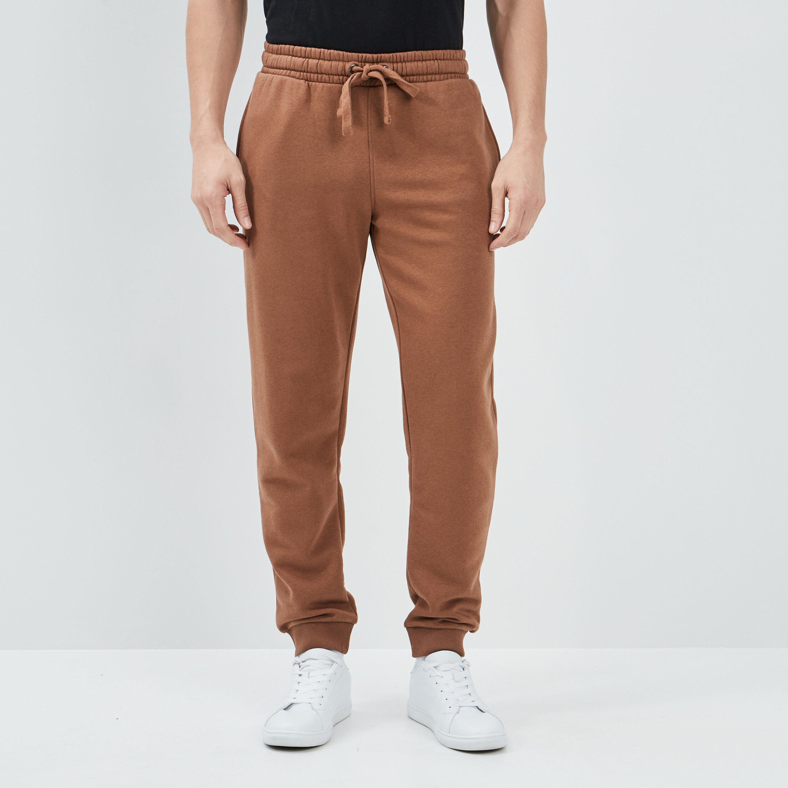 Jogging droit molleton marron homme | La Halle