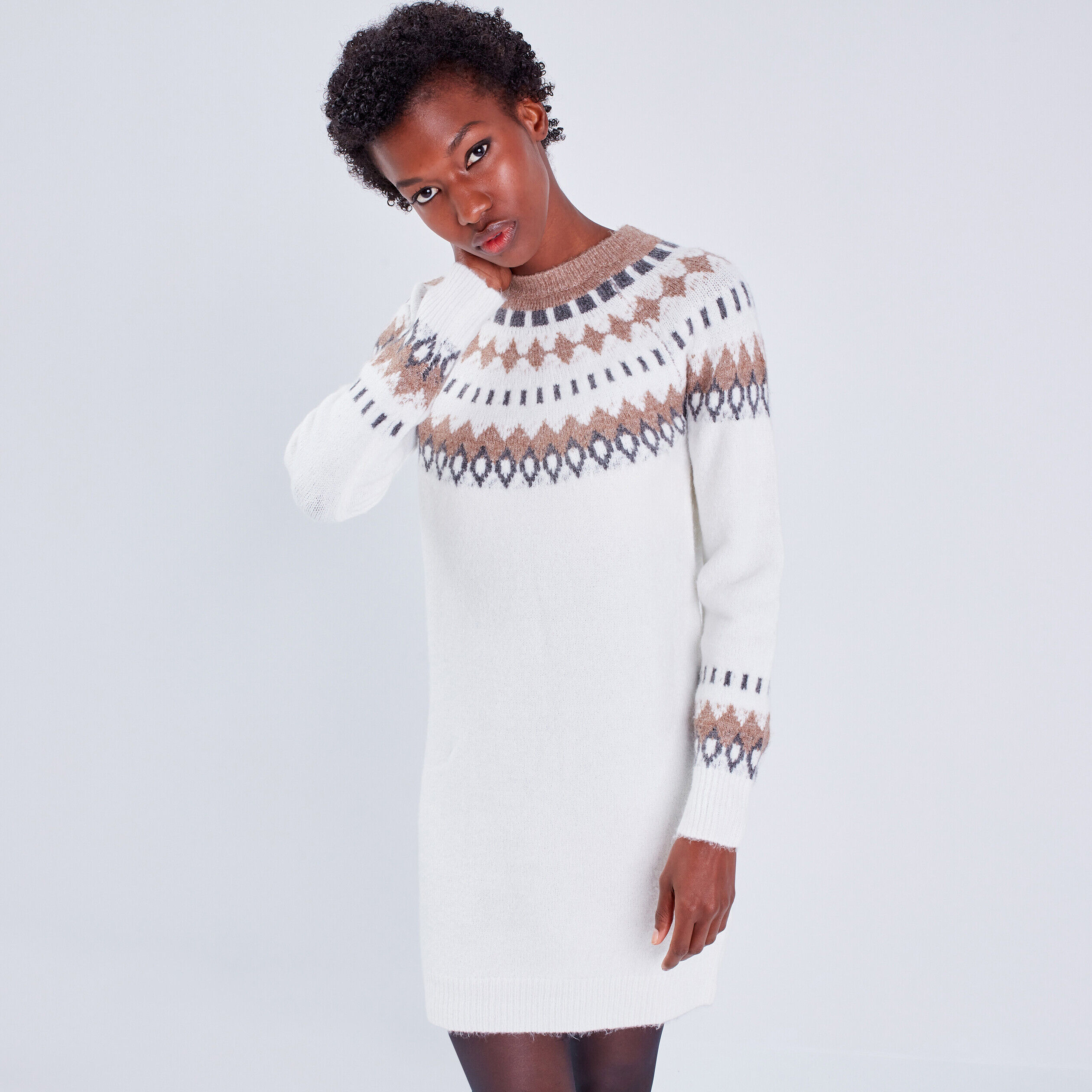 Robe pull droite ecru femme | Cache Cache