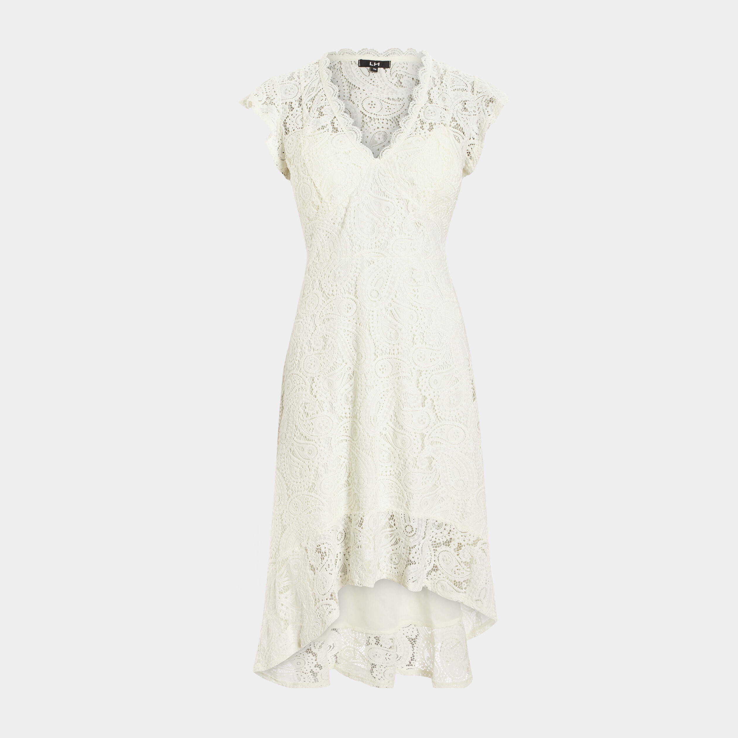 Robe patineuse avec dentelle blanc femme | La Halle