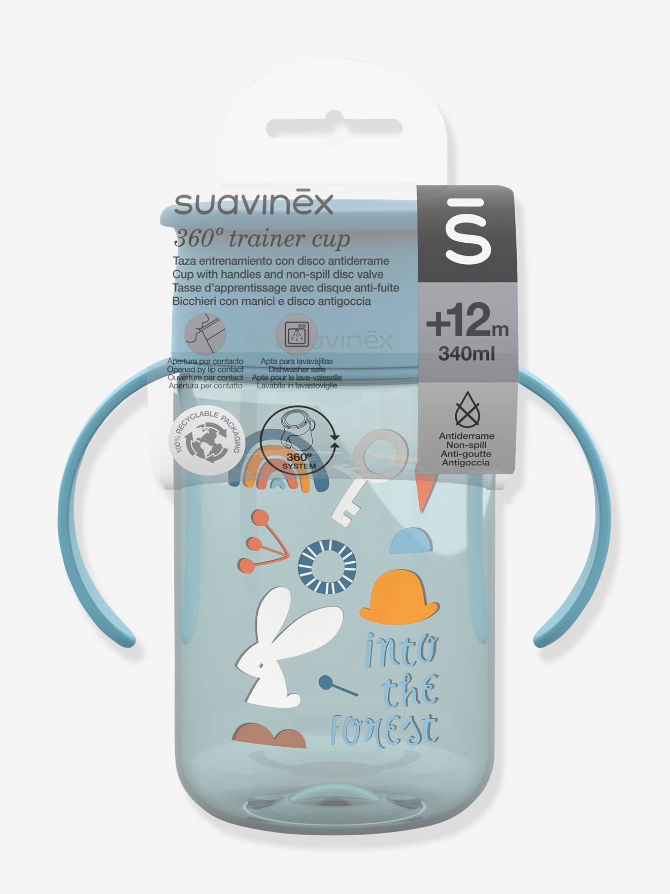 Tasse d'apprentissage 360° Booo 340 ml SUAVINEX foret bleu