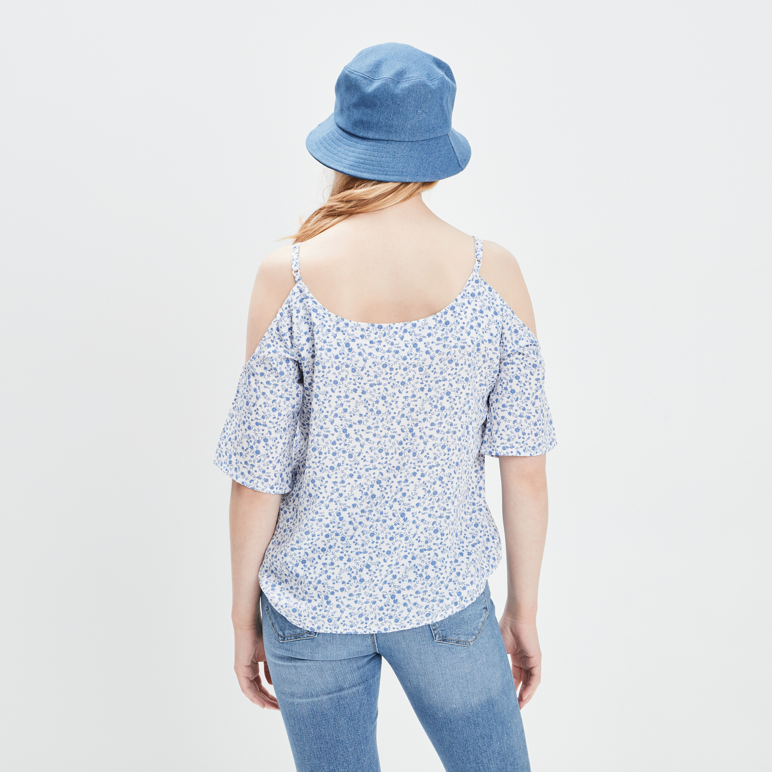 Blouse épaules dénudées bleu femme | La Halle