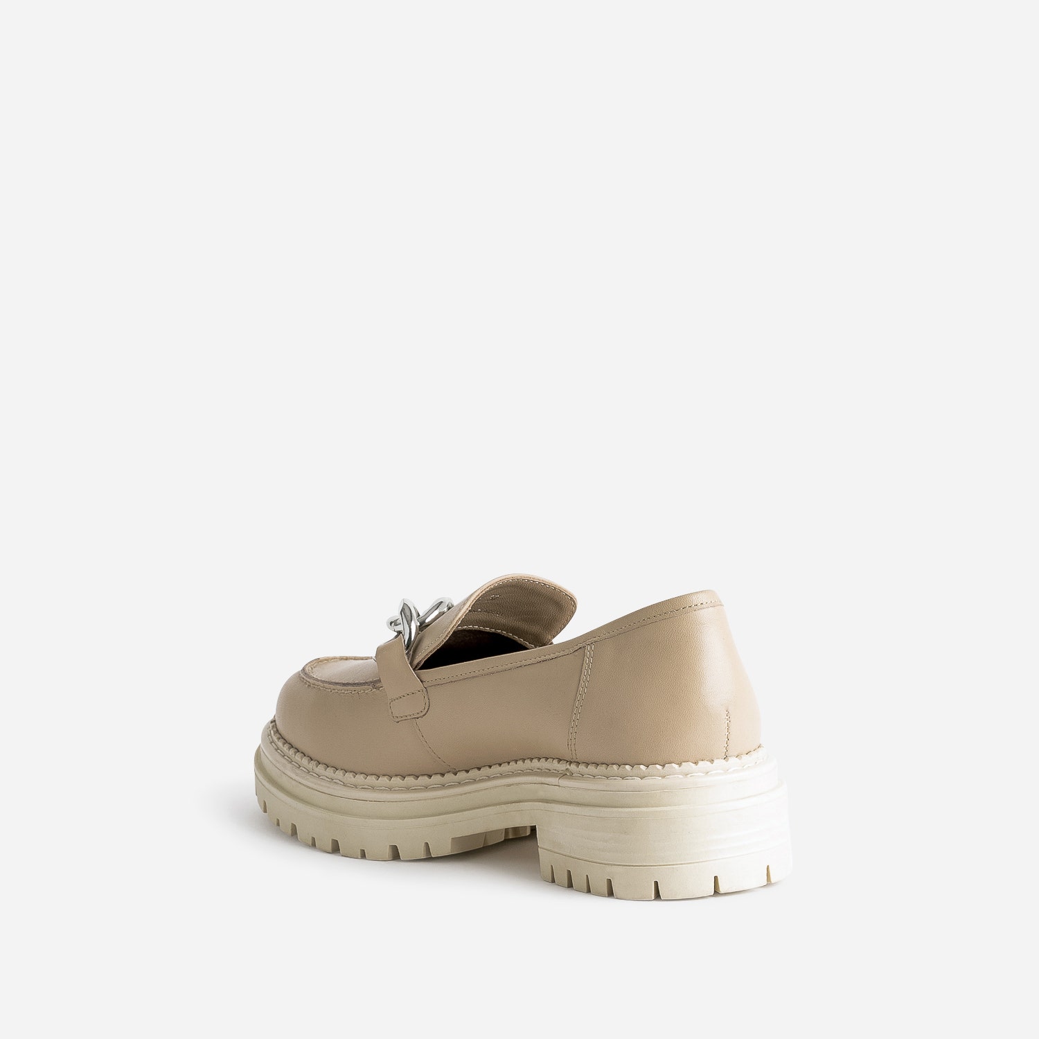 Mocassin TEXTO beige en cuir à semelle crantée
