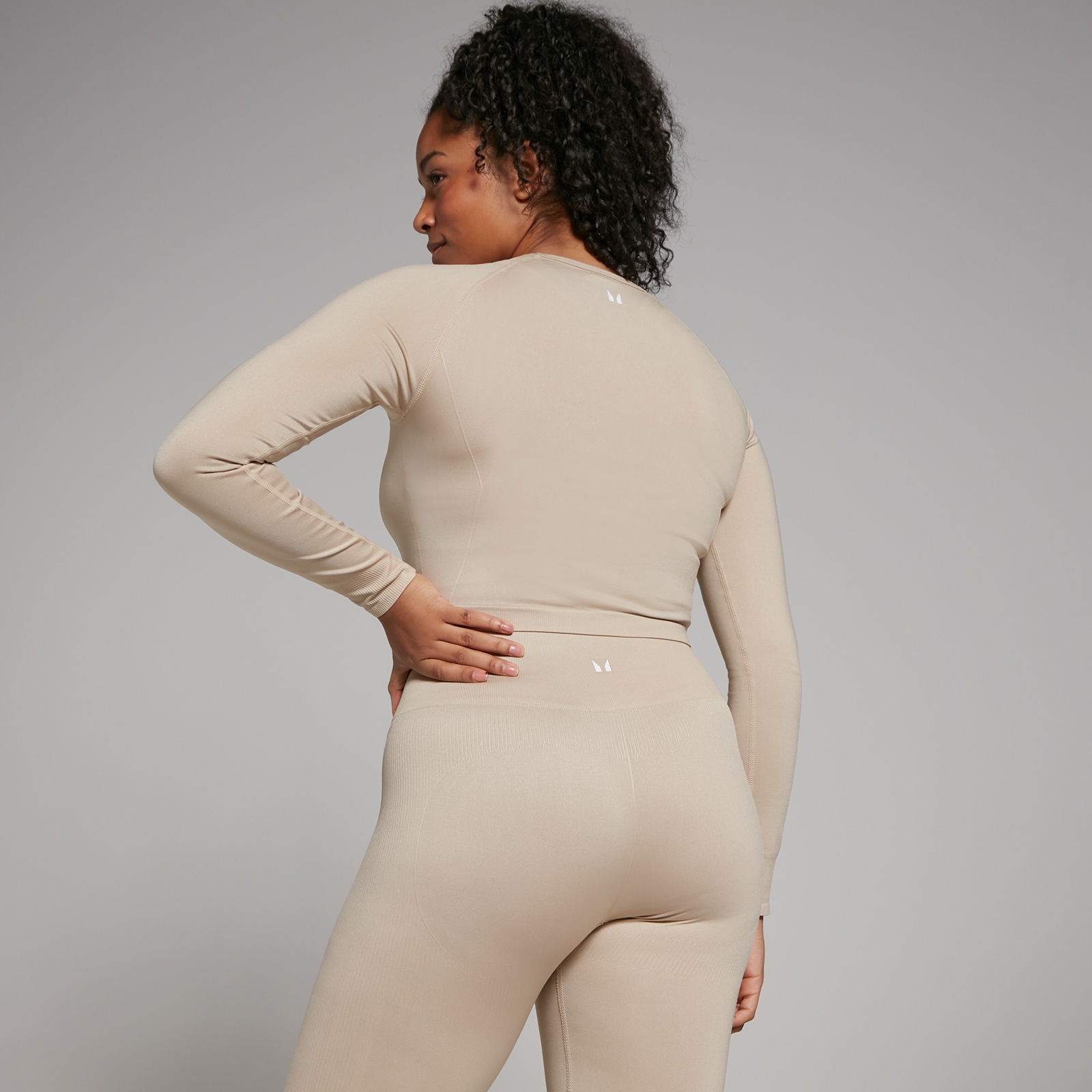 Crop top sans coutures à manches longues MP Shape pour femmes – Grès