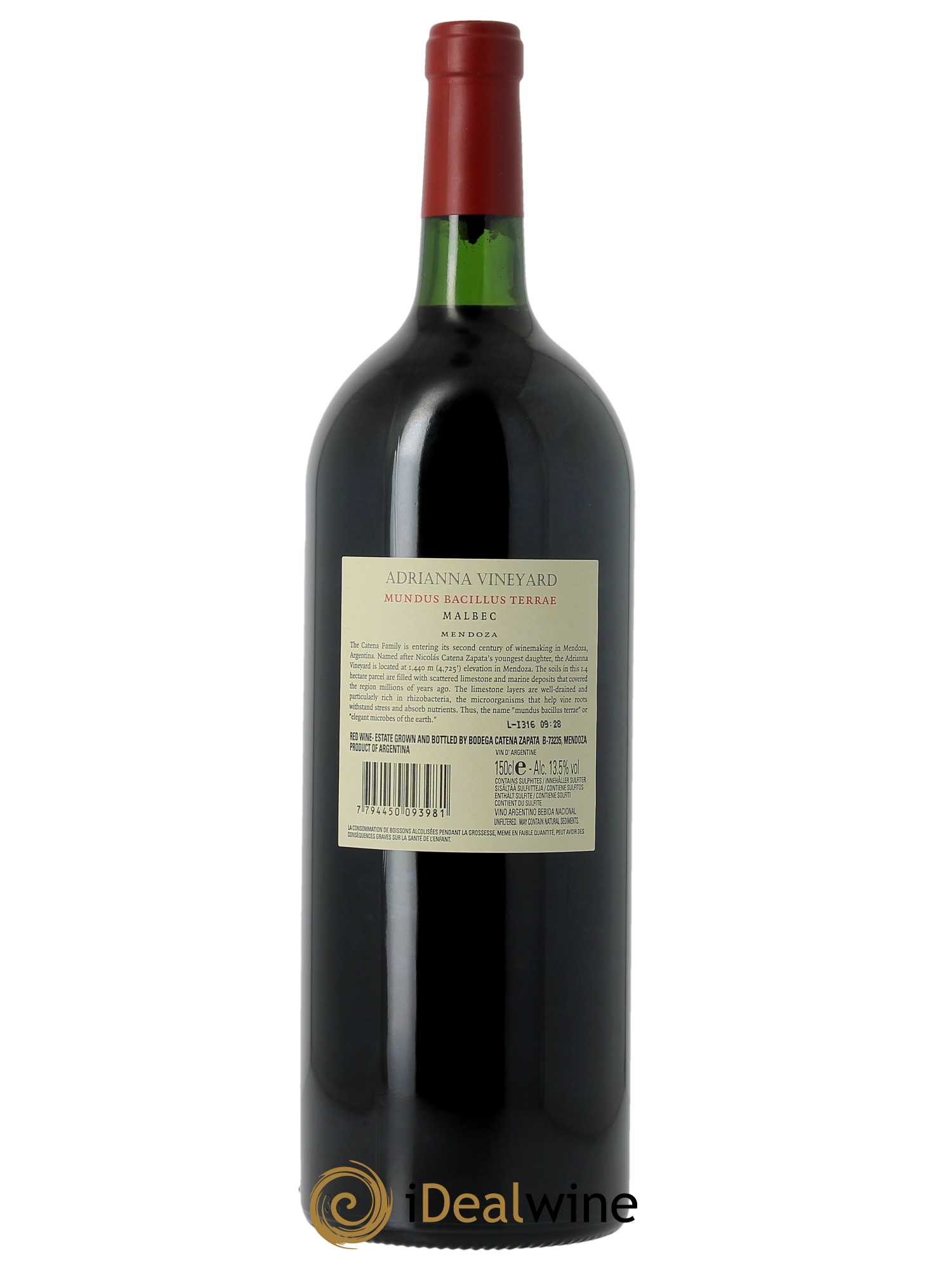 Mendoza Adrianna Vineyard Mundus Bacillus Terrae Catena Zapata  2015 - Lot de 1 Magnum