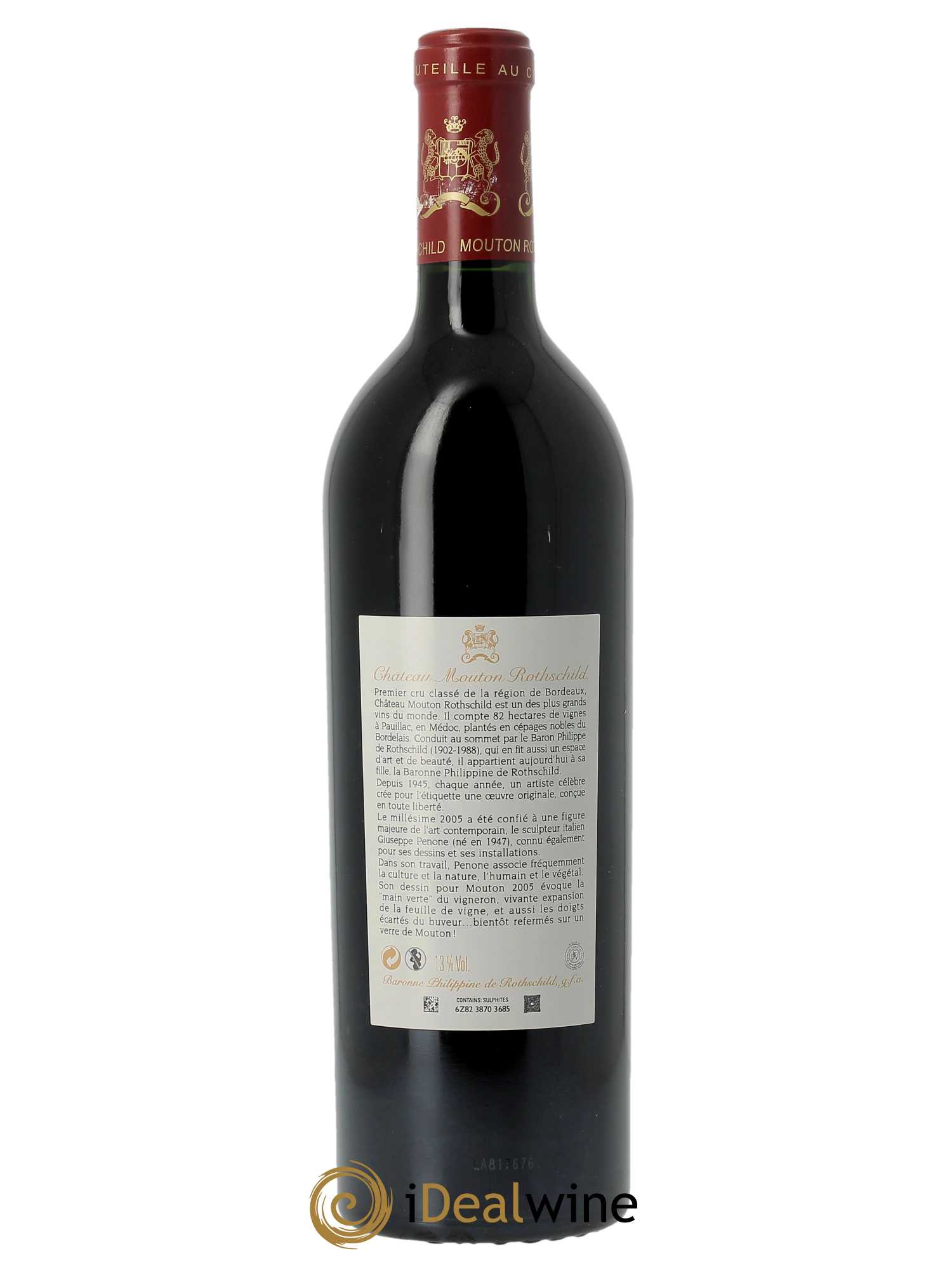 Château Mouton Rothschild 1er Grand Cru Classé  2005 - Lot de 1 Bouteille